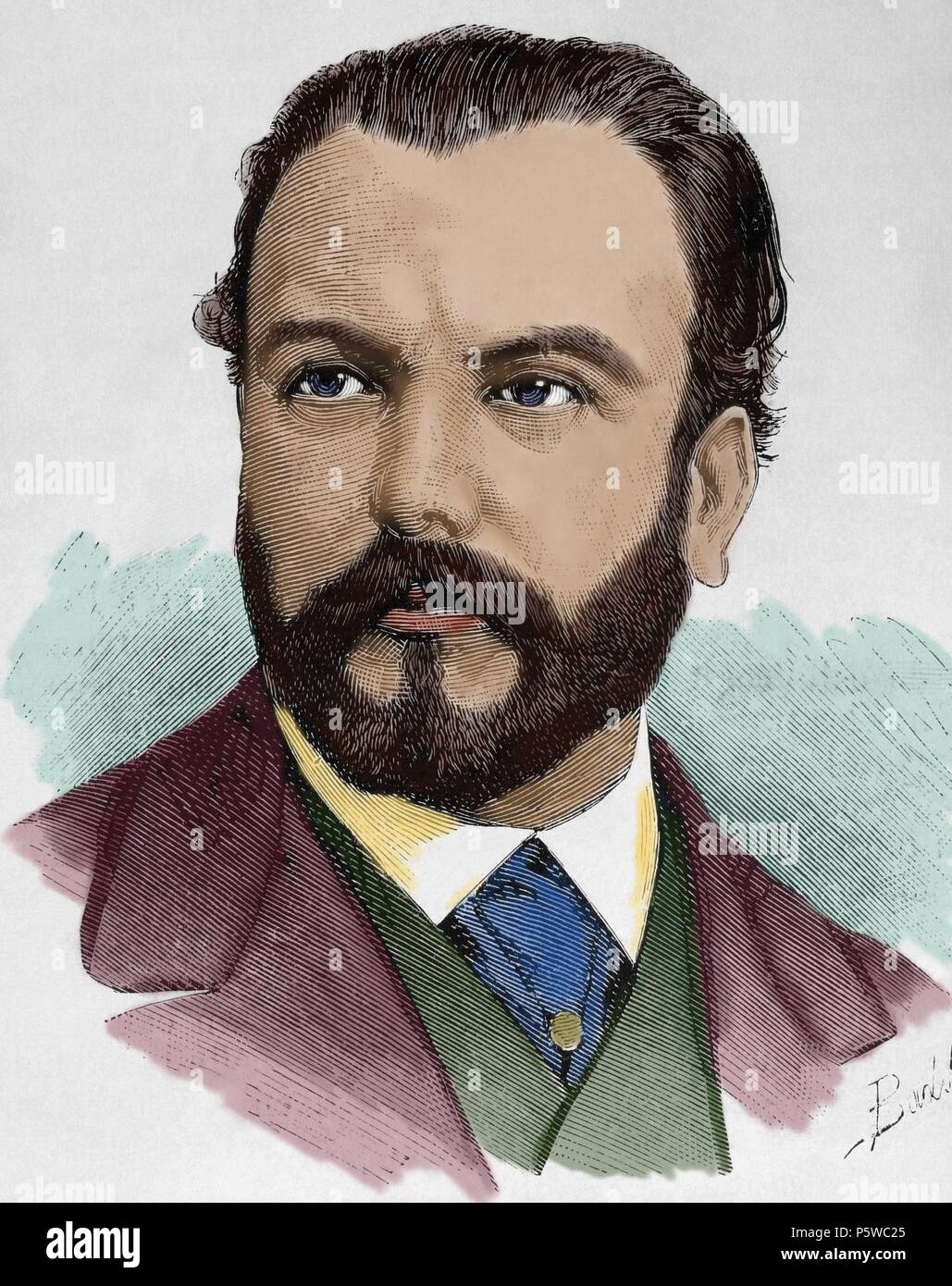 Salvador Albacete Albert (1827-1890). Spanish politician. Colored engraving. Stock Photo