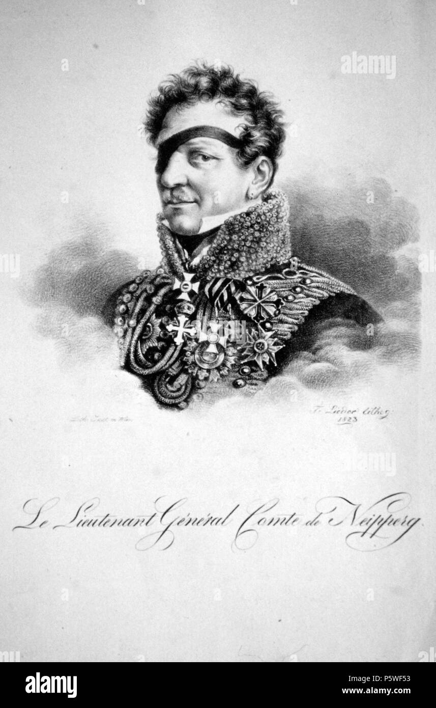 N/A. Deutsch: Adam Albert Graf von Neipperg (1775-1829), k. k. Feldmarschallleutnant, Österreichischer Diplomat. Lithographie von Friedrich Lieder, 1823. Ehemann von Marie Luise von Österreich. 1823. Friedrich Lieder (1780-1859) 58 Adam Albert von Neipperg Litho Stock Photo