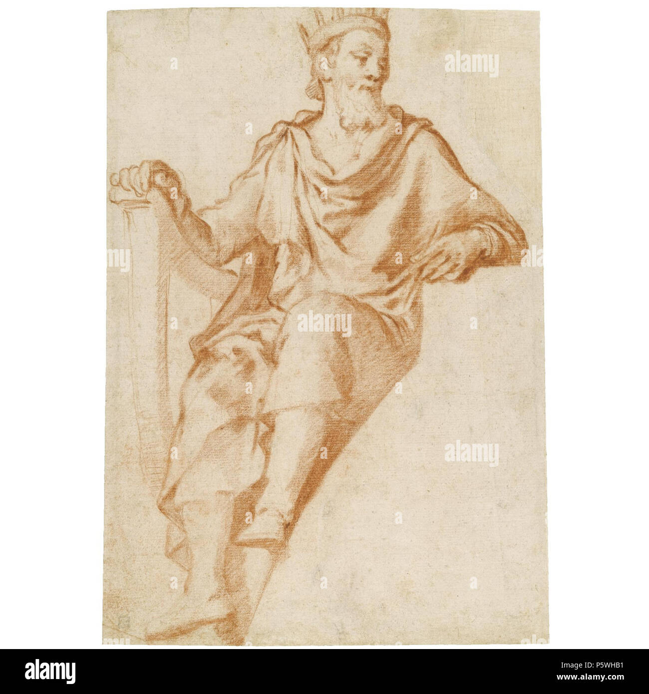 N/A. English: Agostino Ciampelli FLORENCE 1565 - 1630 ROME DESIGN FOR A LUNETTE: KING DAVID Red chalk; a light red chalk sketch of a figure on the verso 260 by 185mm . 17th century. Agostino Ciampelli (1566-1630) 348 Ciampelli Koenig David Stock Photo