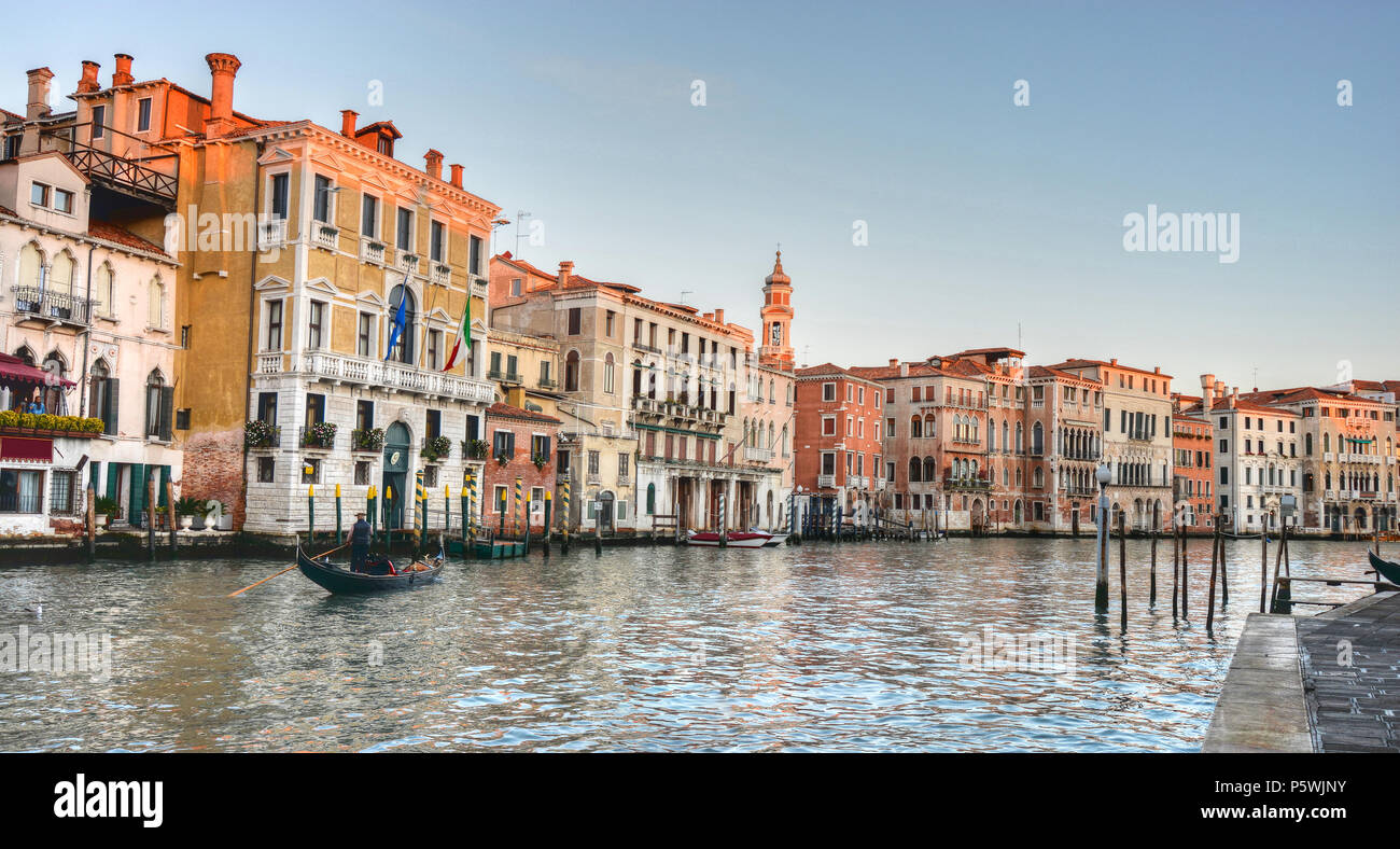 the Grand Canal in Venice in the Rialto district Stock Photo