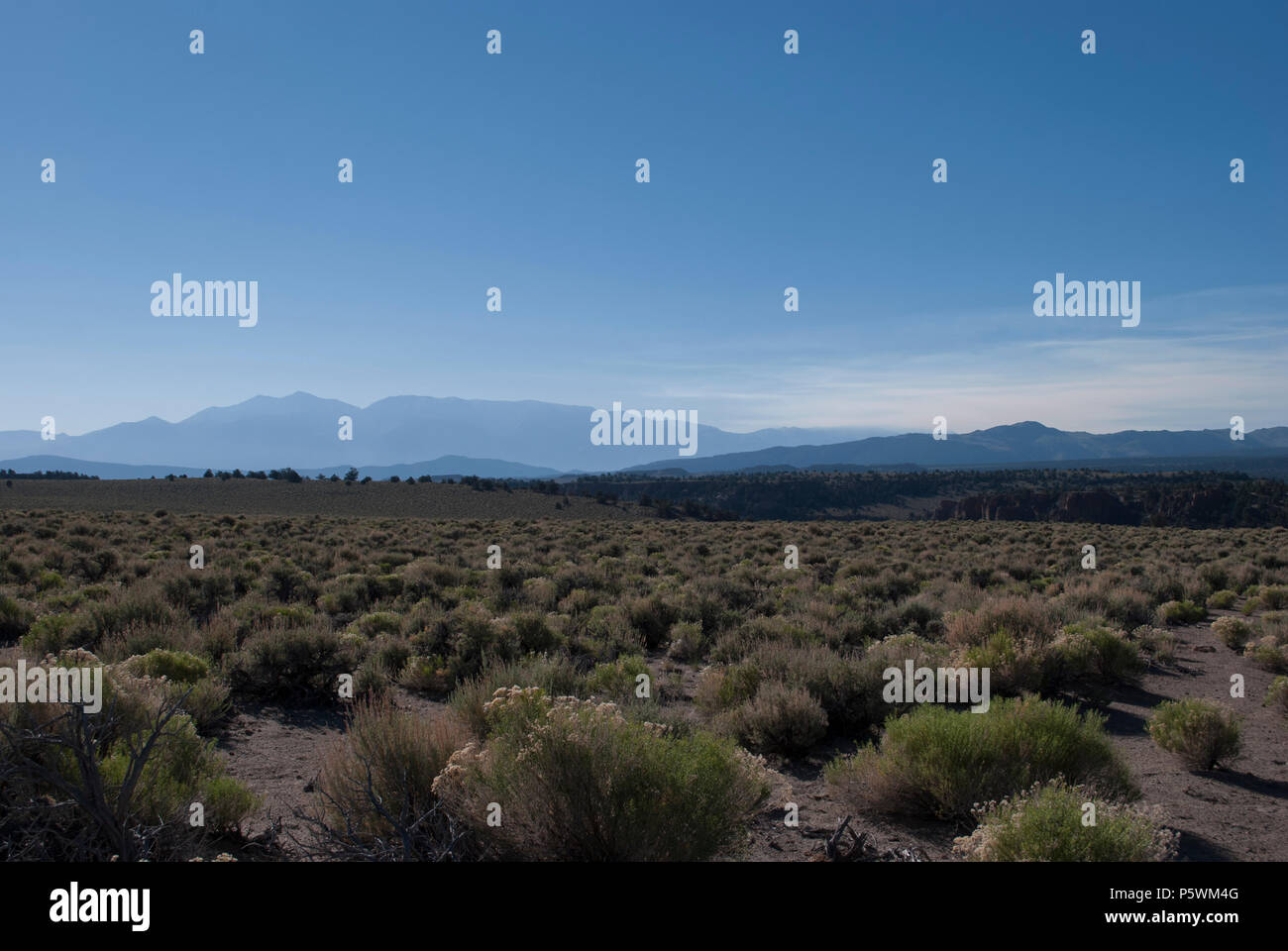 Summer time. Vacation destination. Mountain valley. California. Blue ...