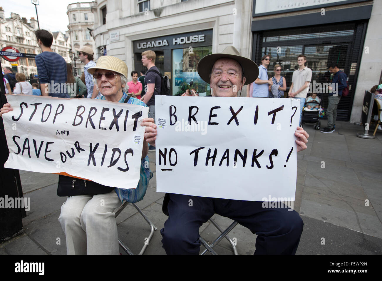 Biggest ever pro-European march held on 23rd June for a People's Vote. The protest coincides with the second anniversary of the Brexit referendum. Stock Photo