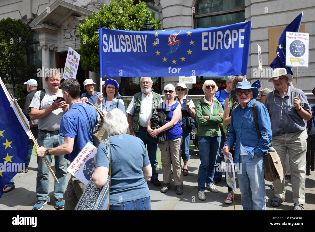 Anti Brexit demo, London 23 June 2018 UK. Campaign for a People's Vote on the final Brexit deal. Stock Photo