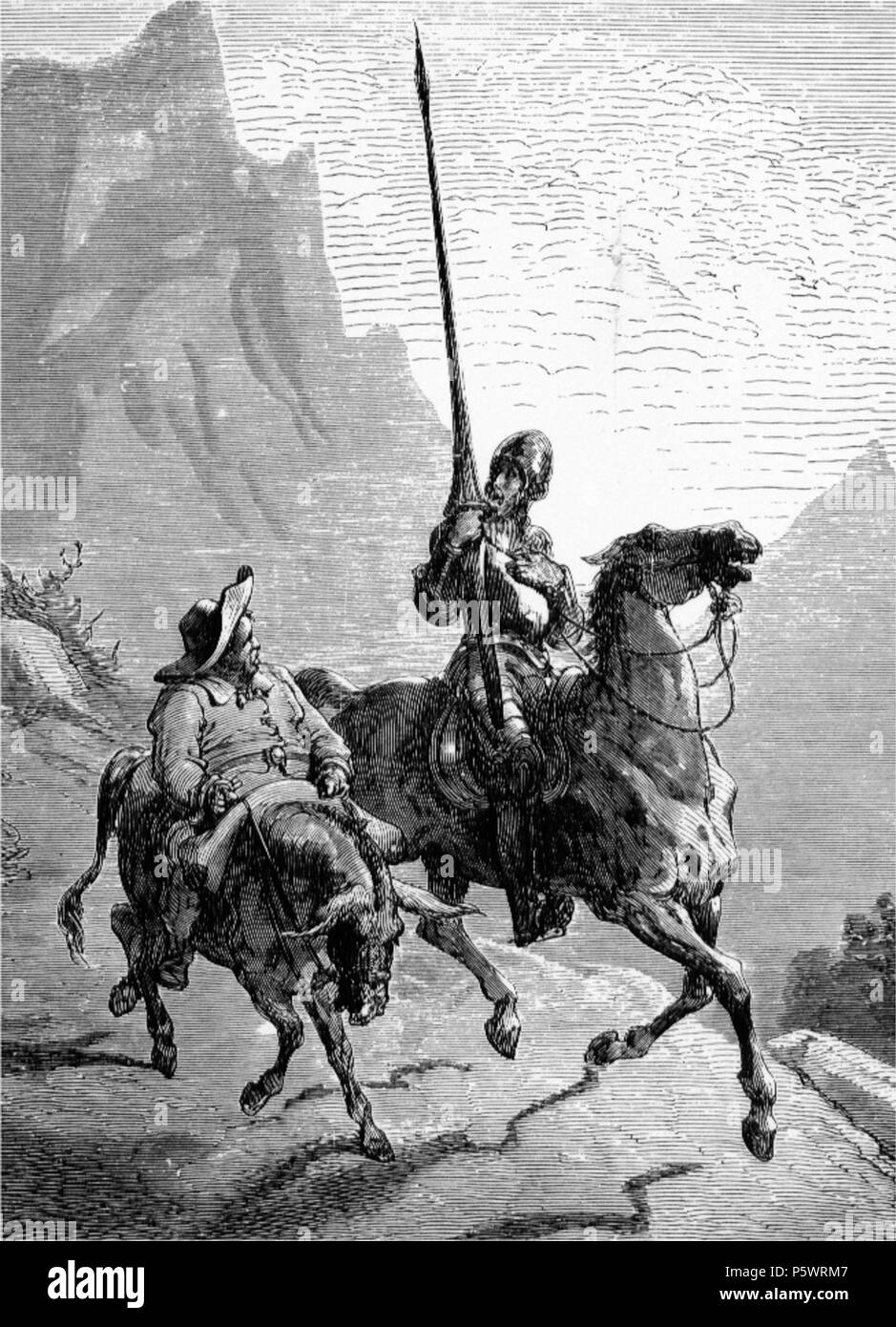 N/A. English: Gustave Doré: Don Quijote de La Mancha and Sancho Panza, 1863 . 1863.   Gustave Doré  (1832–1883)      Alternative names Paul Gustave Doré, Paul Gustave Louis Christophe Doré  Description French painter, illustrator, engraver and caricaturist  Date of birth/death 6 January 1832 23 January 1883  Location of birth/death Strasbourg Paris  Work location Paris  Authority control  : Q6682 VIAF:41839207 ISNI:0000 0001 2278 6962 ULAN:500013657 LCCN:n79089221 NLA:35041510 WorldCat 465 Don Quijote and Sancho Panza Stock Photo