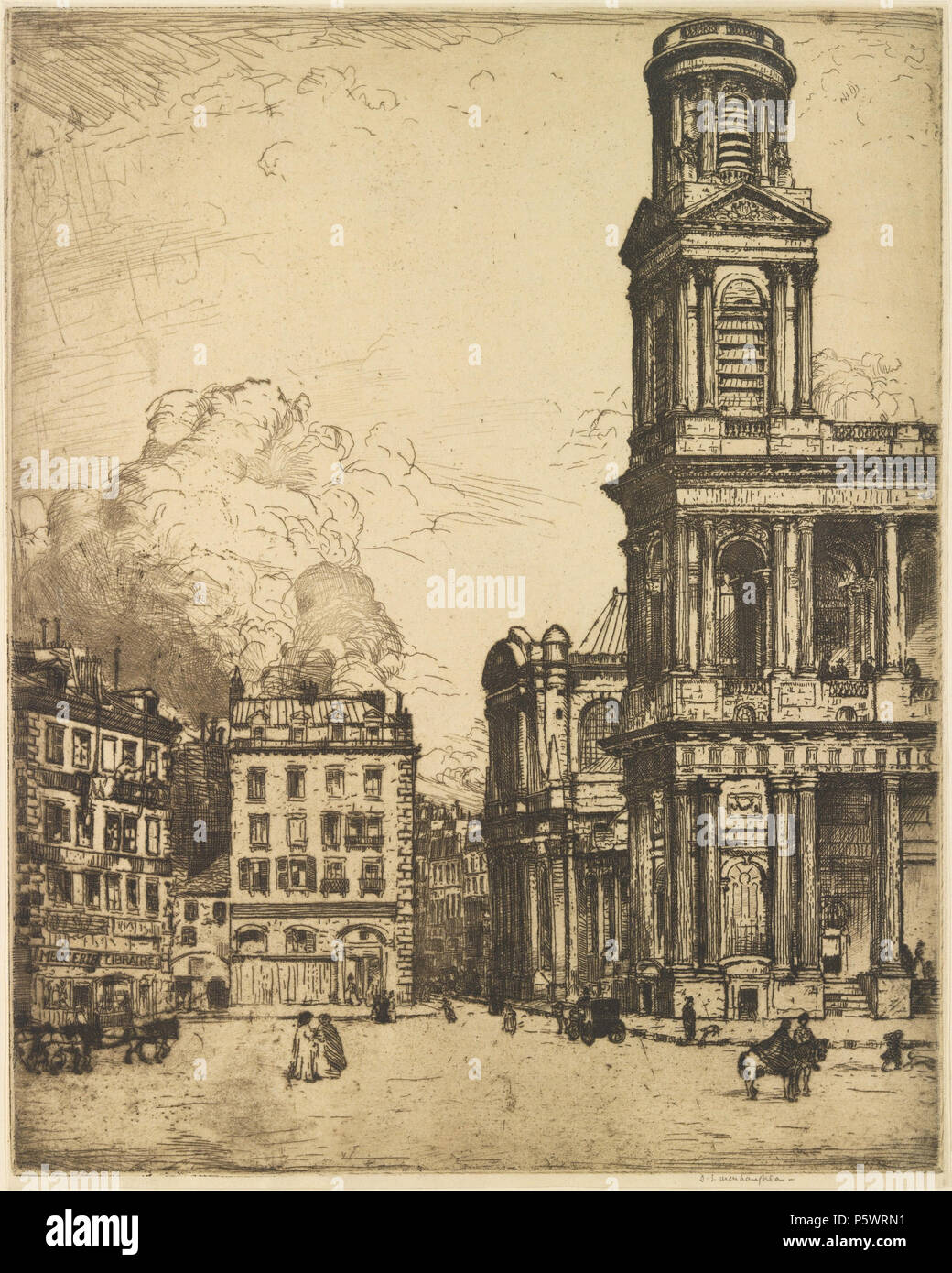 Saint Sulpice, Paris: La Grande Tour  1900. N/A 465 Donald Shaw MacLaughlan, Saint Sulpice, Paris - La Grande Tour, 1900 Stock Photo