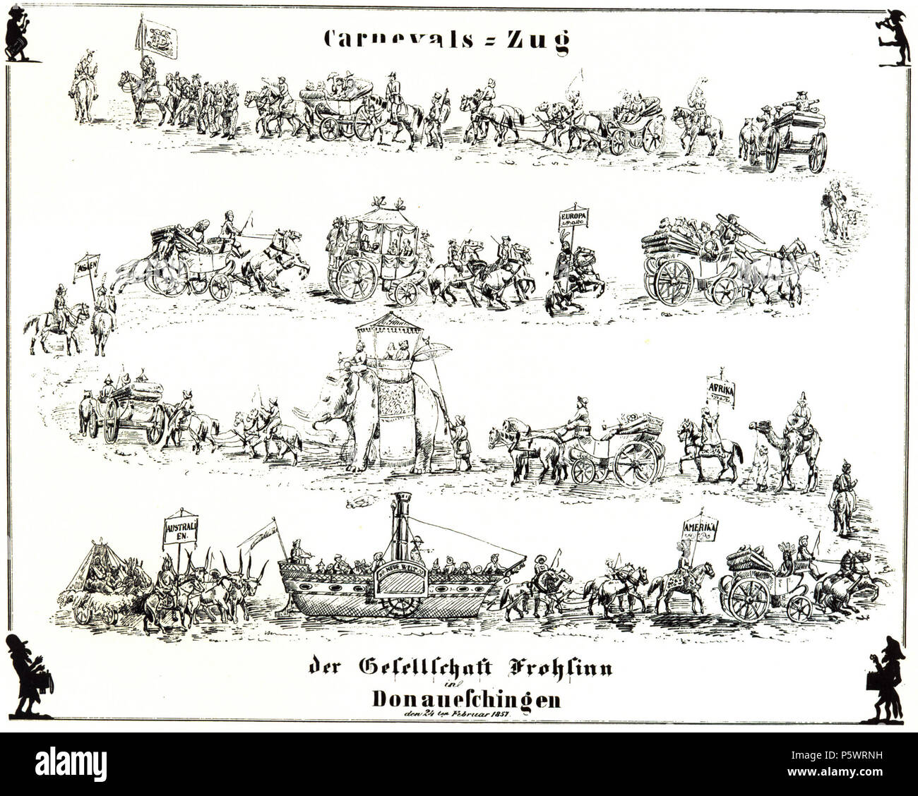 N/A. Donaueschingen, Carnvals-Zug der Gesellschaft Frohsinn, 1857 . 1857. Anonymous 465 Donaueschingen Carnevals-Zug 1857 Stock Photo