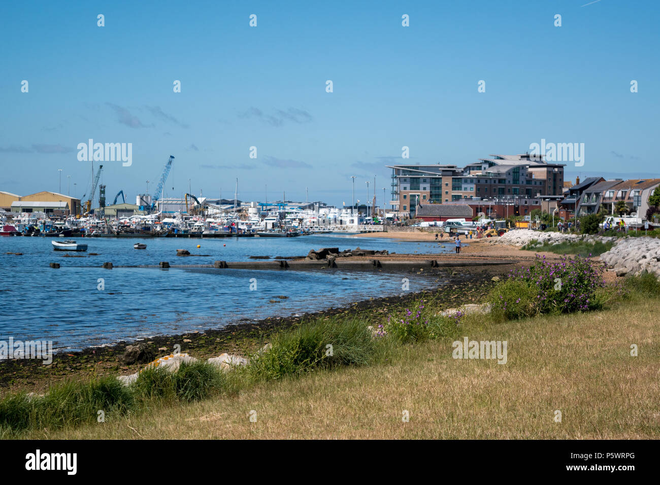 On a bright Summer's day looking back towards Poole Quay and Harbour ...