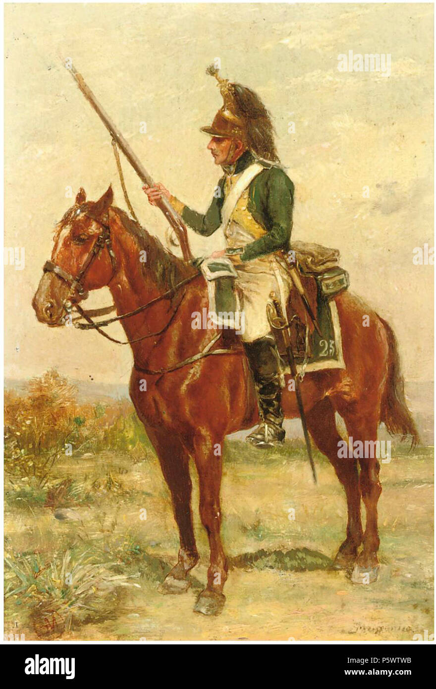 N/A. Français : Dragon en vedette English: Dragoon on sentry . 1891. Ernest Meissonier 469 Dragon en vedette-E.Meissonier Stock Photo