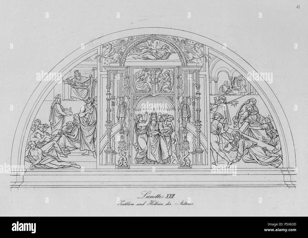 Lunette XXII, Zeitblom und Holbein der Aeltere  1826 - 36. N/A 381 Cornelius Pinakothek Tafel 41 Stock Photo