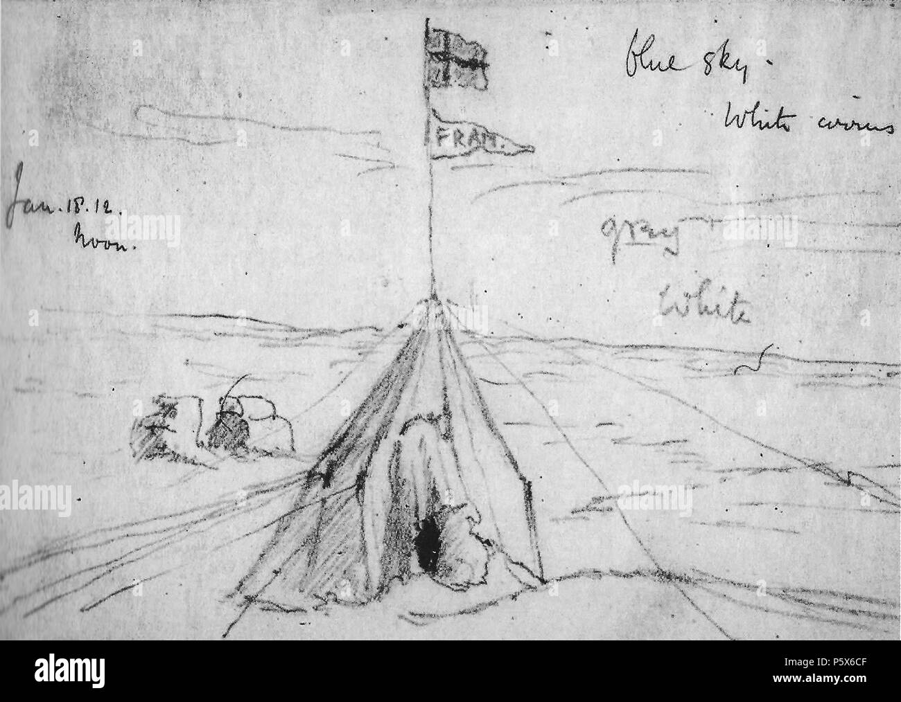 N/A. Deutsch: Zeichnung von Edward Wilson vom 'Polheim'-Zelt Amundsens am  Südpol English: A drawing of Edward Wilson with the 'Polheim'-Tent, that  Amundsen had left at the south pole. 18 January 1911. Edward