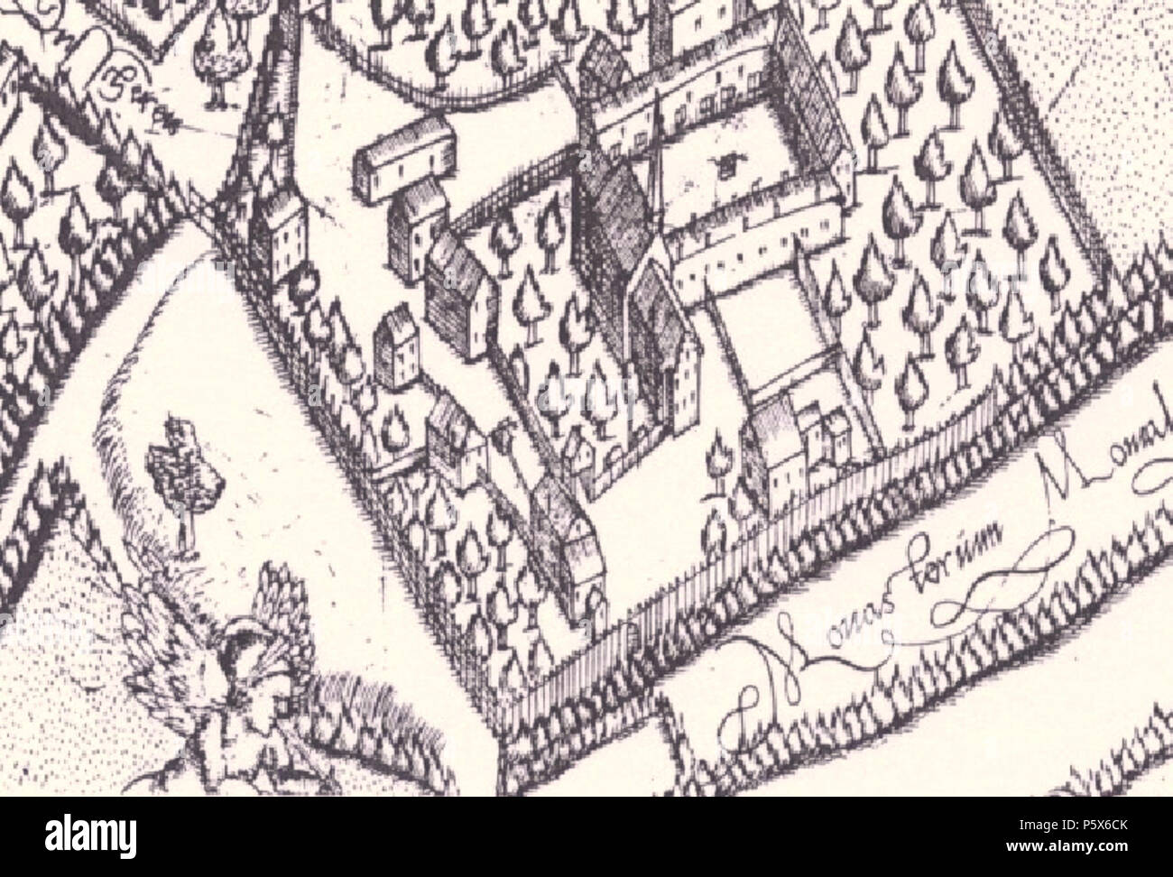 N/A. Deutsch: Kloster Duissern . 1566. Johannes Corputius 381 Corputiusplan Kloster Duissern 1566 Stock Photo