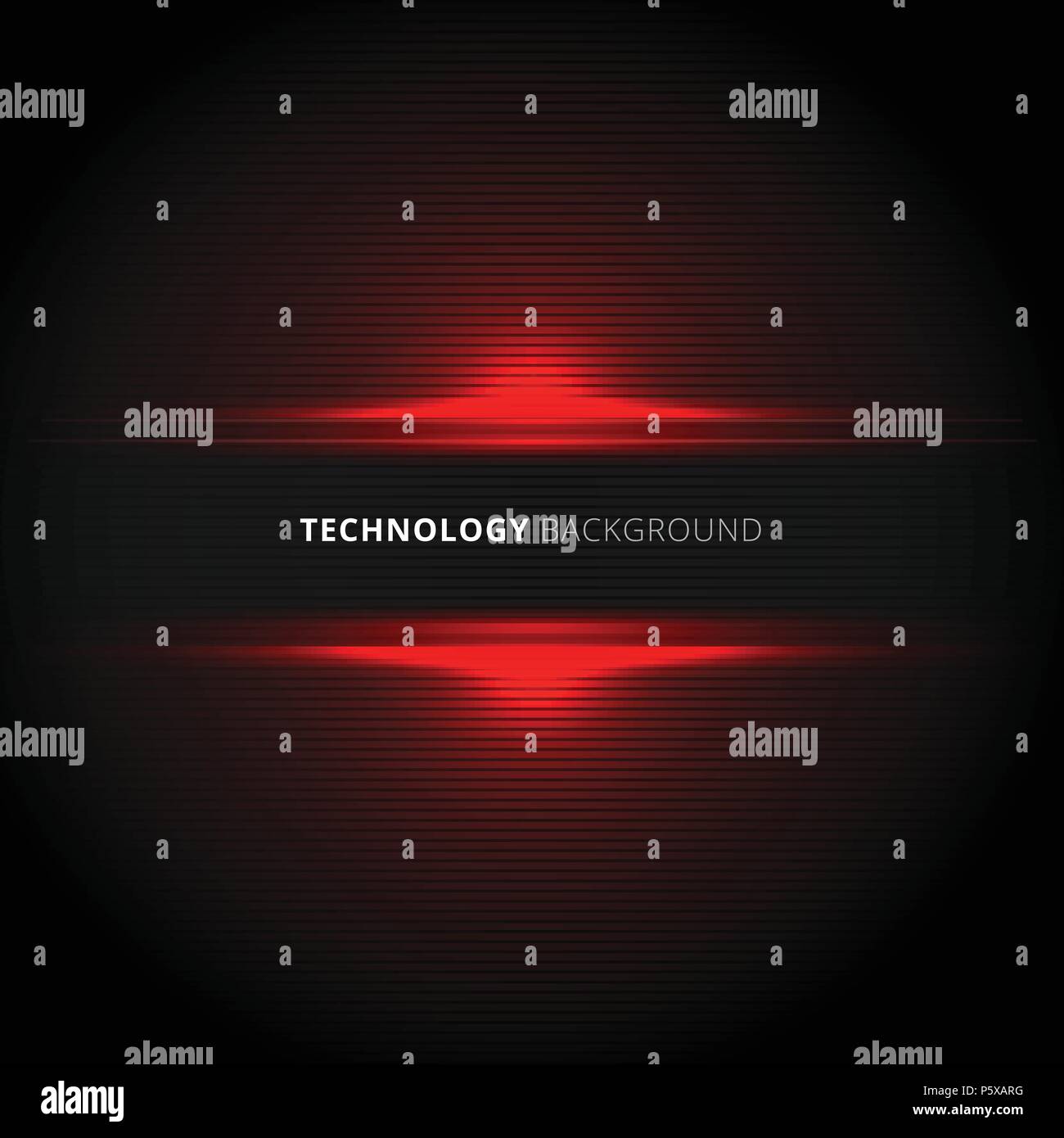 Abstract technology red lines horizontal laser glow texture on black background. Vector illustration Stock Vector