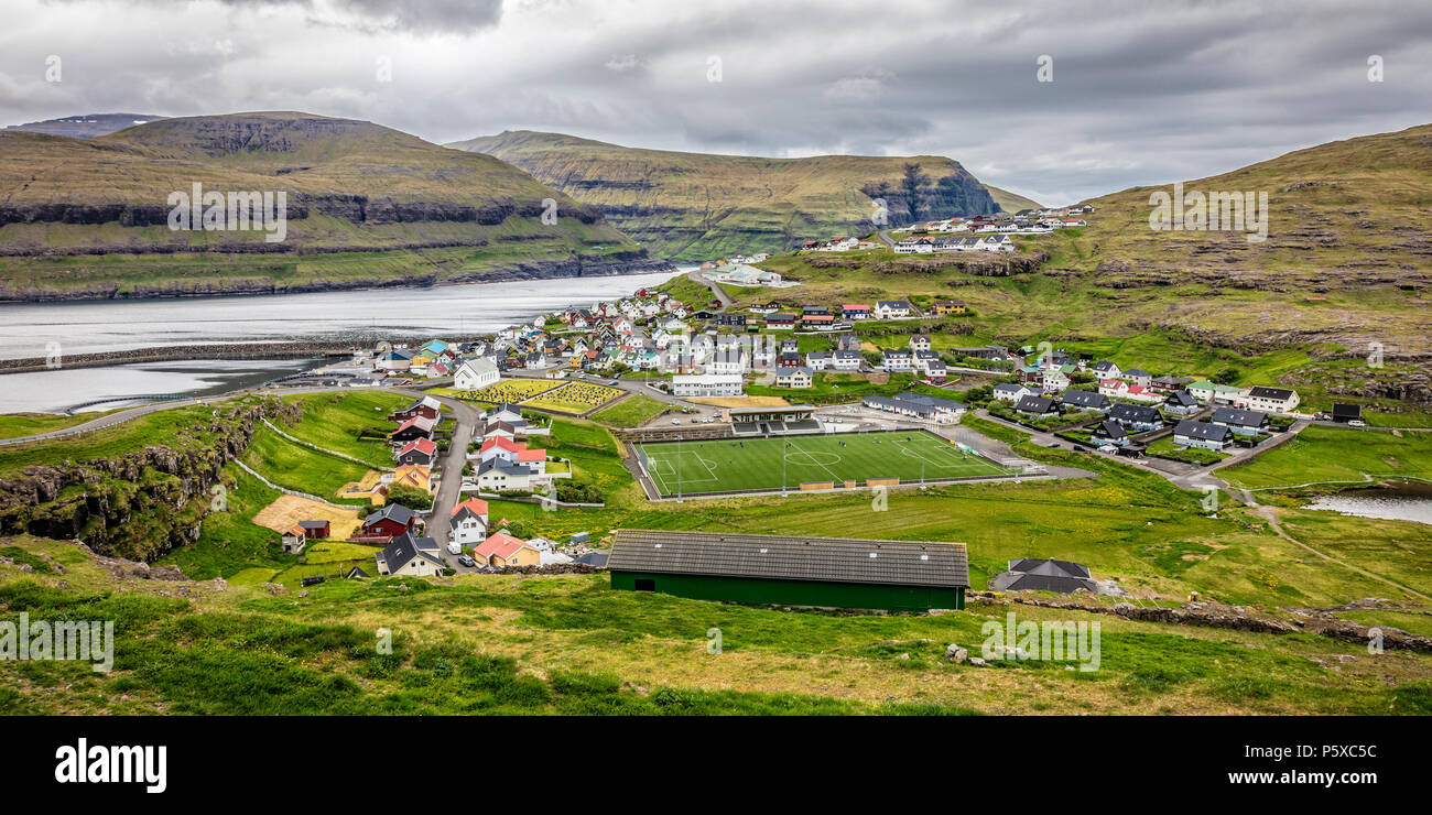 colorful town in faroe islands Stock Photo