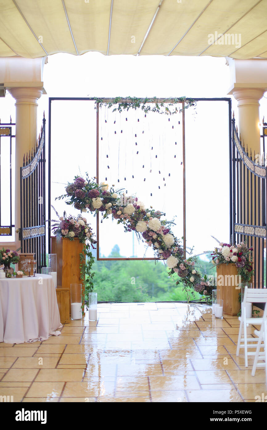 Wedding arch decoration inside Stock Photo - Alamy