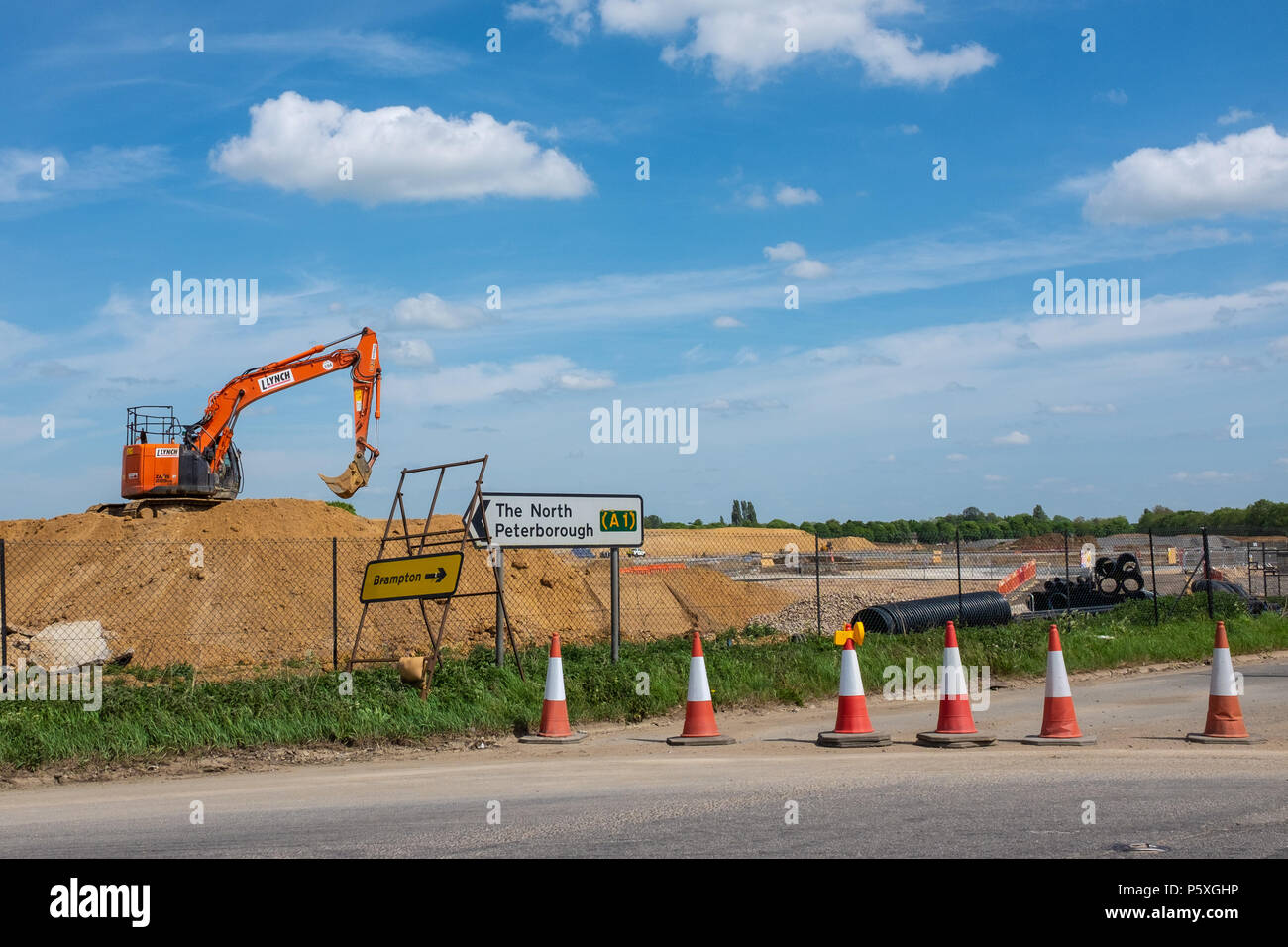 Construction work on A14 upgrade Huntingdon / Brampton, Cambridgeshire Stock Photo