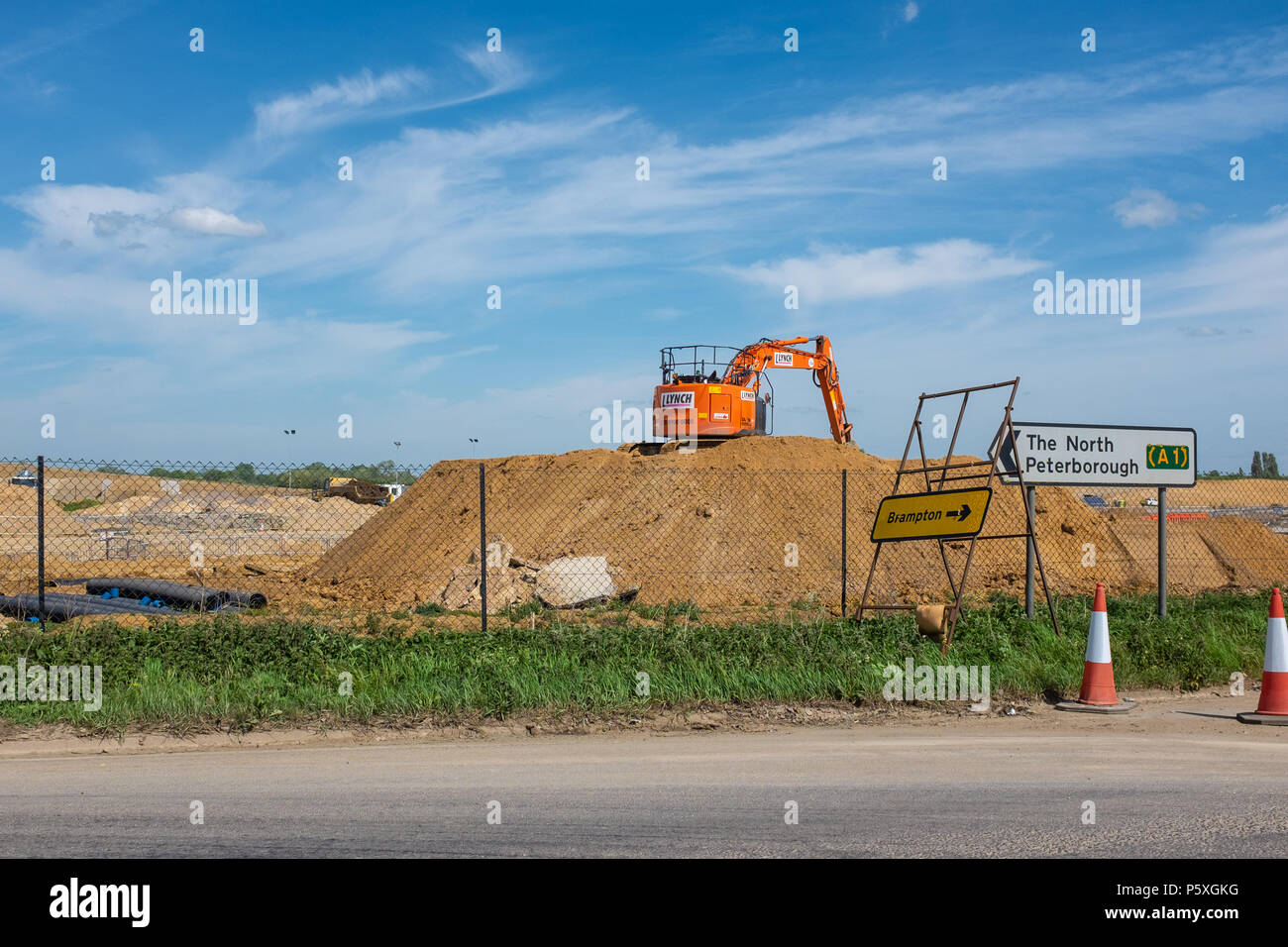 Construction work on A14 upgrade Huntingdon / Brampton, Cambridgeshire Stock Photo