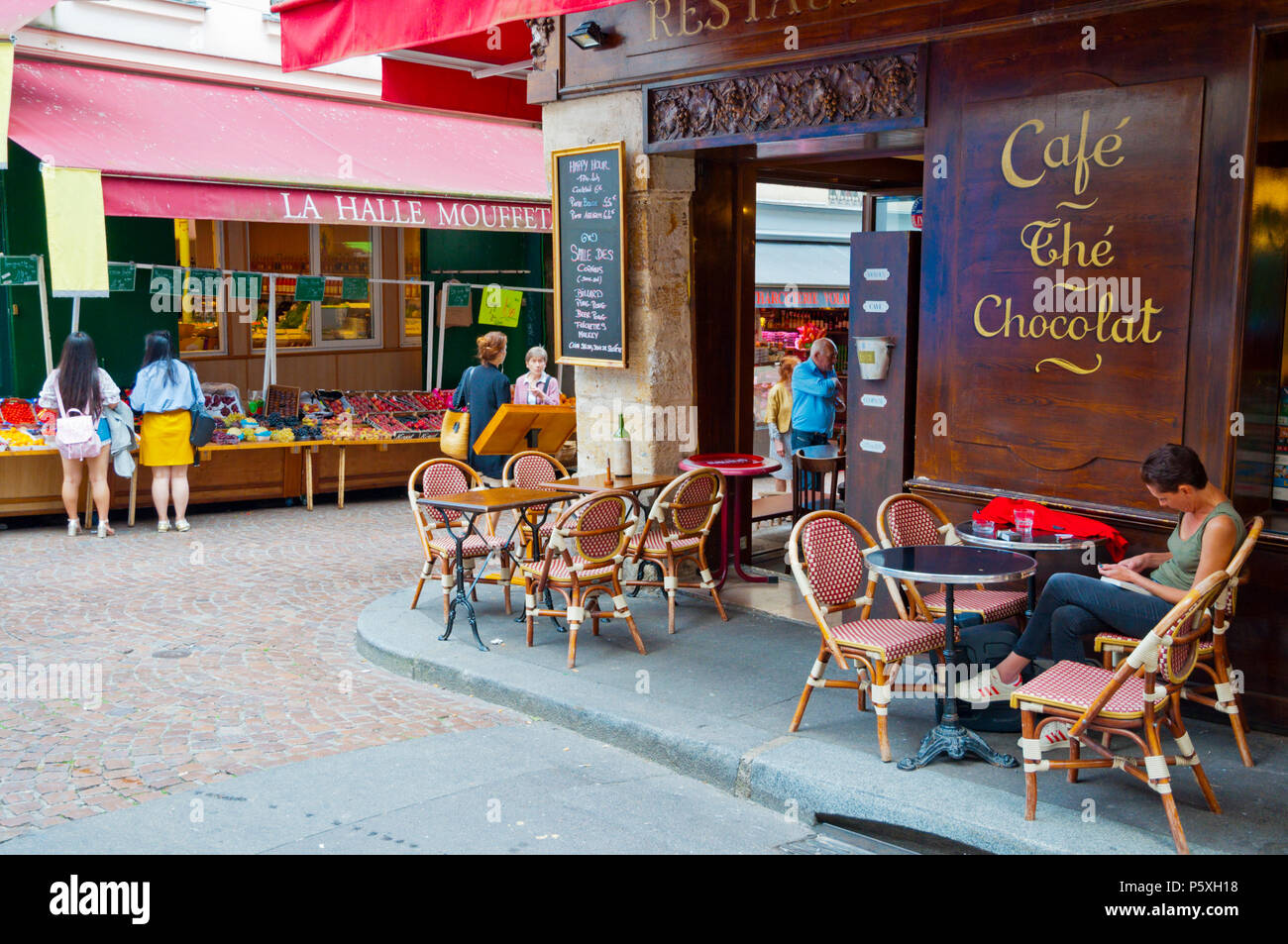 Rue Mouffetard, Latin Quarter, Paris, France Stock Photo