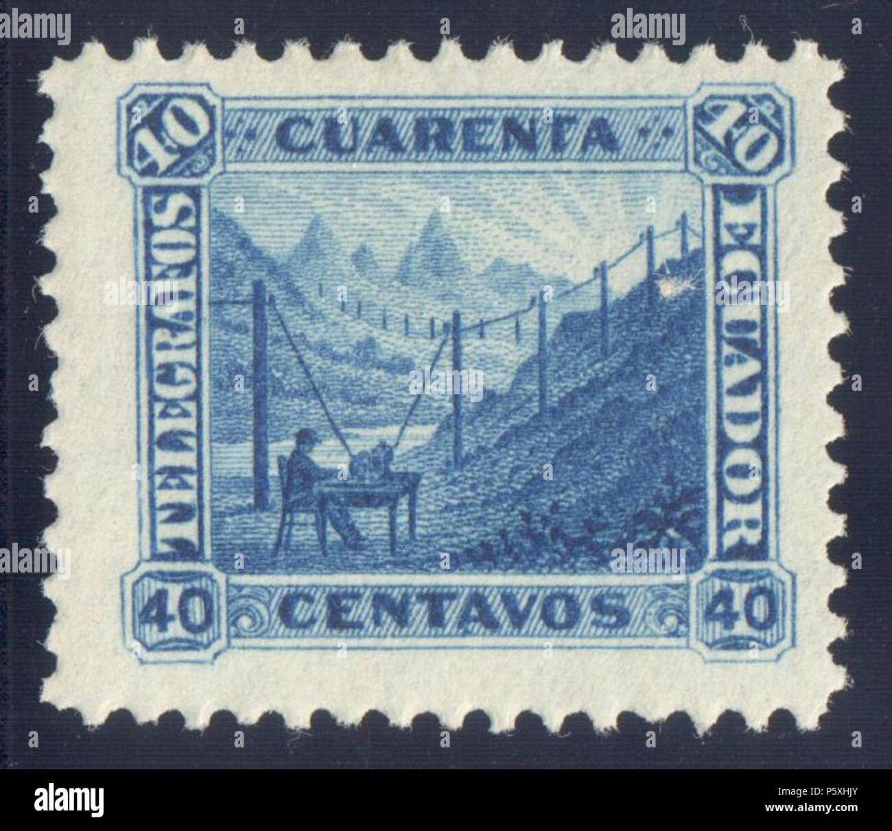 N/A. English Ecuador 1894 mint telegraph stamp 40c, Yvert T13. 1894