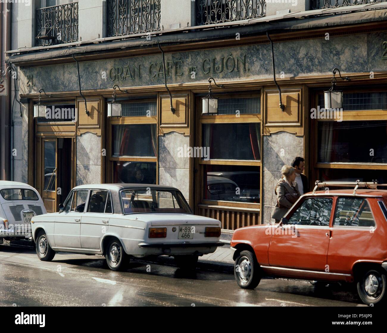 FACHADA DEL CAFE GIJON. Location: CAFE GIJON, SPAIN. Stock Photo