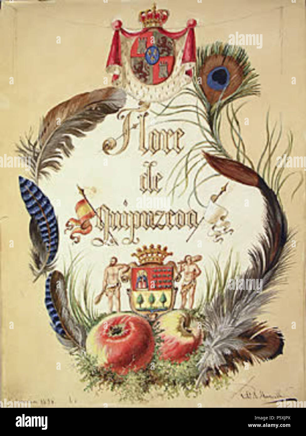 N/A. English: Couverture du premier album de la flore de Guipuzcoa (1858) par Didier Petit de Meurville. 11 March 2012. Didier Petit de Meurville (1793-1873) 387 Couverture du premier album de la flore de Guipuzcoa (1858) Stock Photo