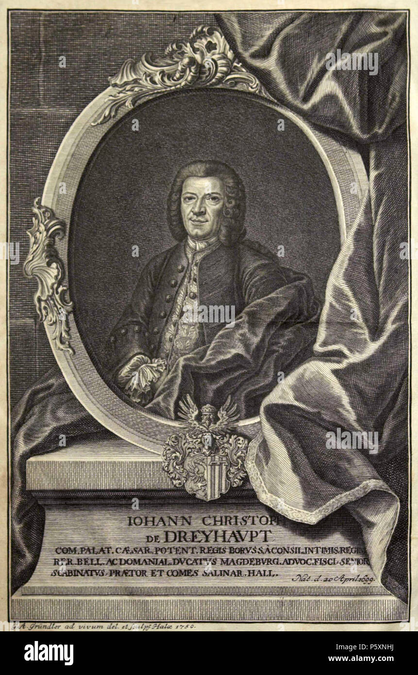 N/A. Deutsch: Johann Christoph von Dreyhaupt . 1750. Unknown 480 Dreyhaupt-Test2 Stock Photo