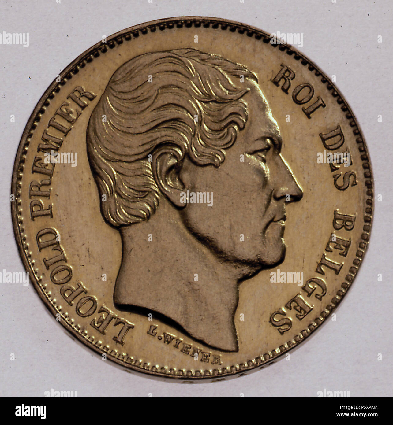 N/A. Français : Pièce belge de 20 francs de 1865 (Léopold Ier) - avers Nederlands: Belgische munt van 20 frank van 1865 (Leopold I) - voorzijde English: Belgian coin of 20 francs of 1865 (Leopold I) - obverse Deutsch: Belgische 20 Franc Münze aus dem Jahr 1865 (Leopold I) - Vorderseite . 15 December 2013, 21:40:58.   Léopold Wiener  (1823–1891)    Alternative names Leopold Wiener  Description Belgian engraver and medal engraver  Date of birth/death 2 July 1823 11 February 1891  Location of birth/death Venlo Bruxelles  Work period 19th century  Work location Bruxelles  Authority control  : Q251 Stock Photo