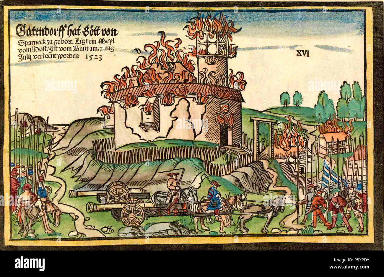N/A. Deutsch: Holzschnitt von Hans Wandereisen.1523 . 1523. Hans Wandereisen 250 Burg Gattendorf Stock Photo