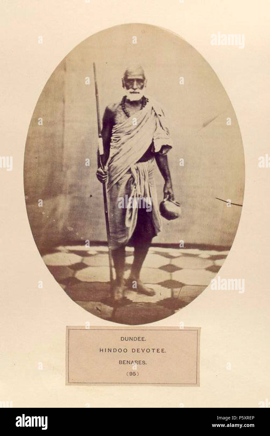 N/A. English: This image is from the book, The People of India, a series of photographic illustrations, with descriptive letterpress, of the races and tribes of Hindustan, originally prepared under the authority of the government of India, and reproduced. by J. Forbes Watson and John William Kaye between 1868 - 1875. between 1868 and 1875. J. Forbes Watson and John William Kaye 486 Dundee, Hindoo devotee, Benares Stock Photo