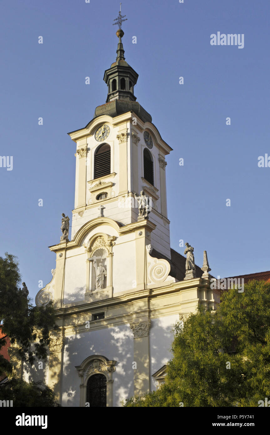 Church of the Merciful Brothers (Kostol milosrdných bratov)  or Church of the Visitation of Virgin Mary in Bratislava, Slovakia. Stock Photo