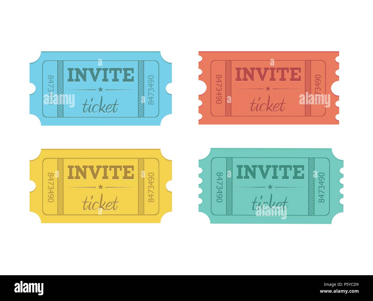 Cinema vector tickets isolated on white background. Flat style Stock Vector