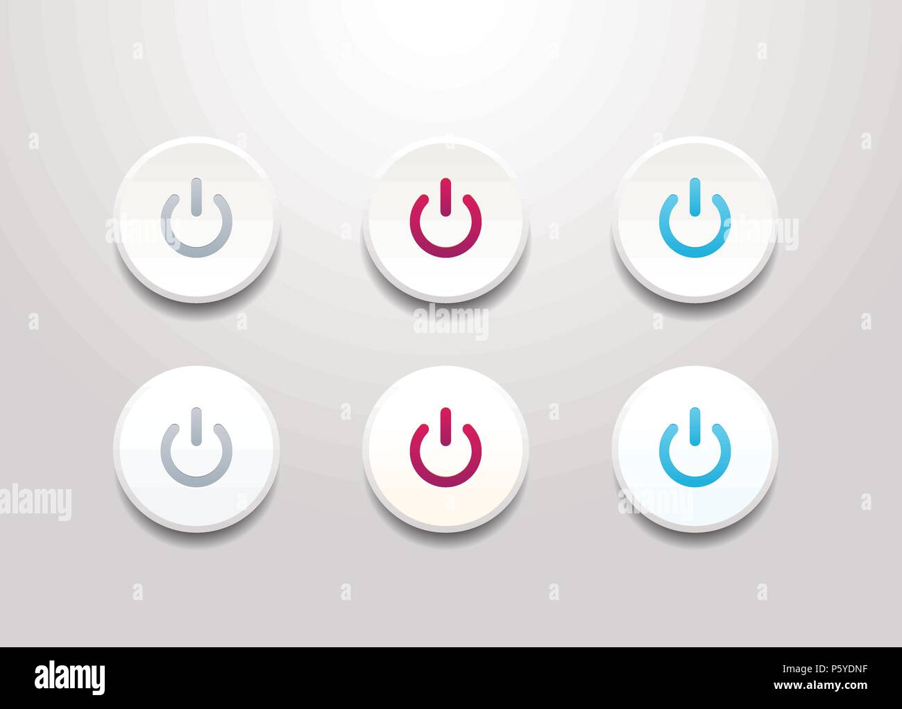 Power button icon set - simple flat design isolated on white background Stock Vector