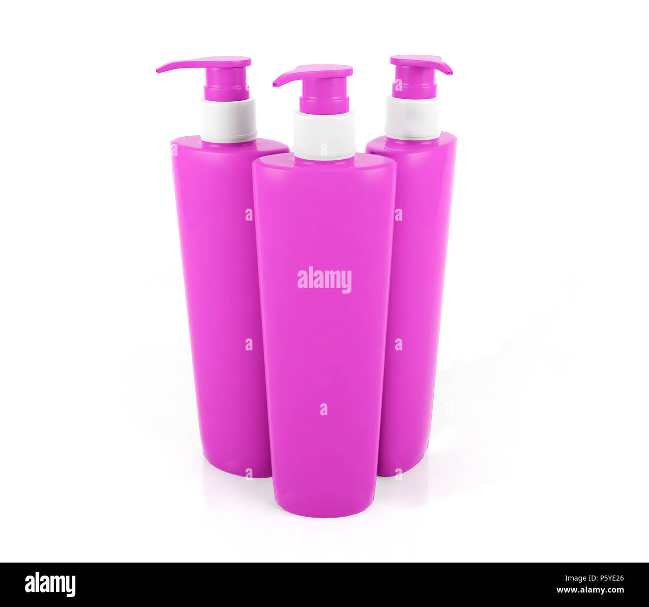 Pink shampoo bottles isolated on white background Stock Photo Alamy