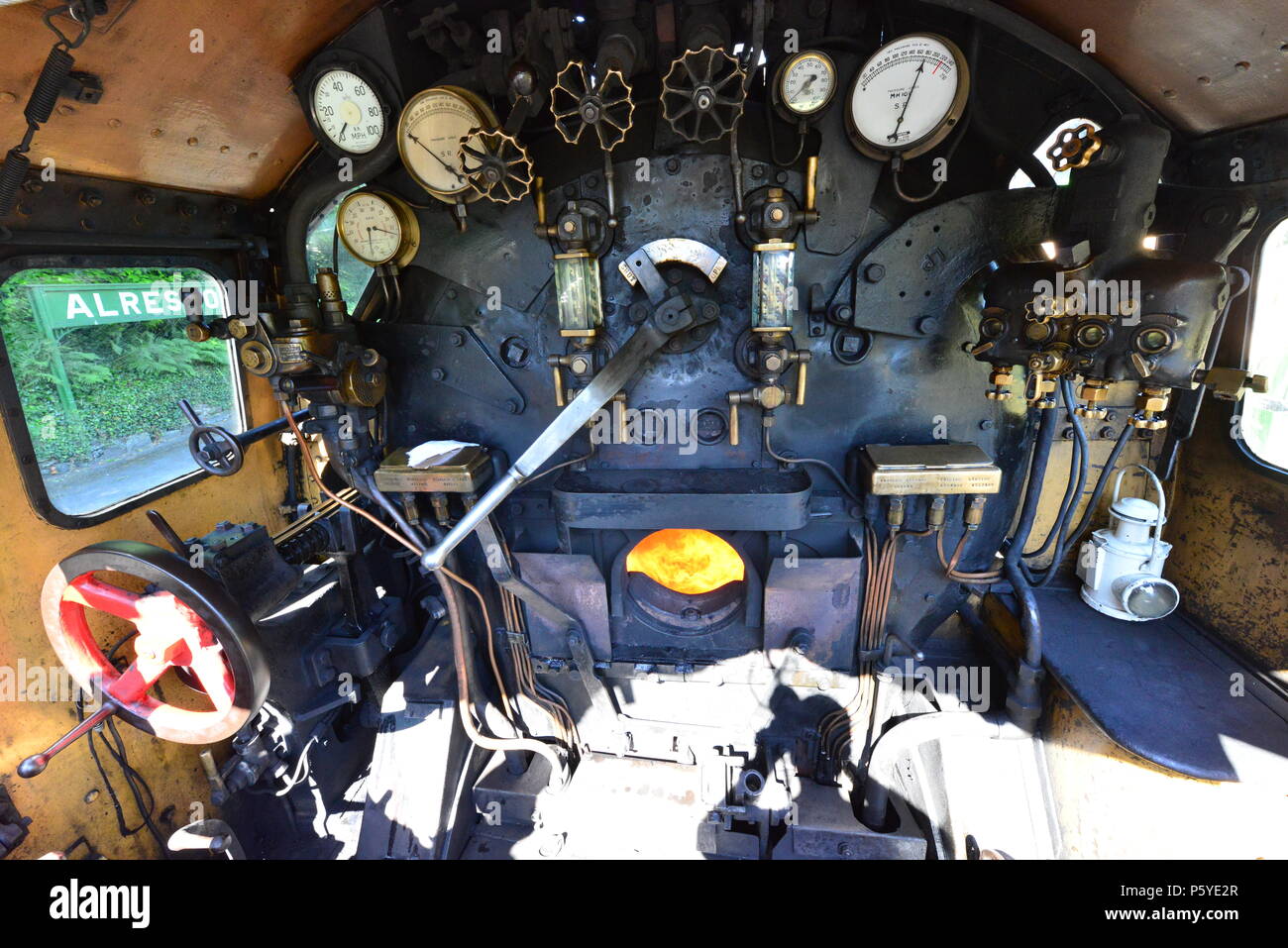 The footplate of a Schools class Stock Photo Alamy