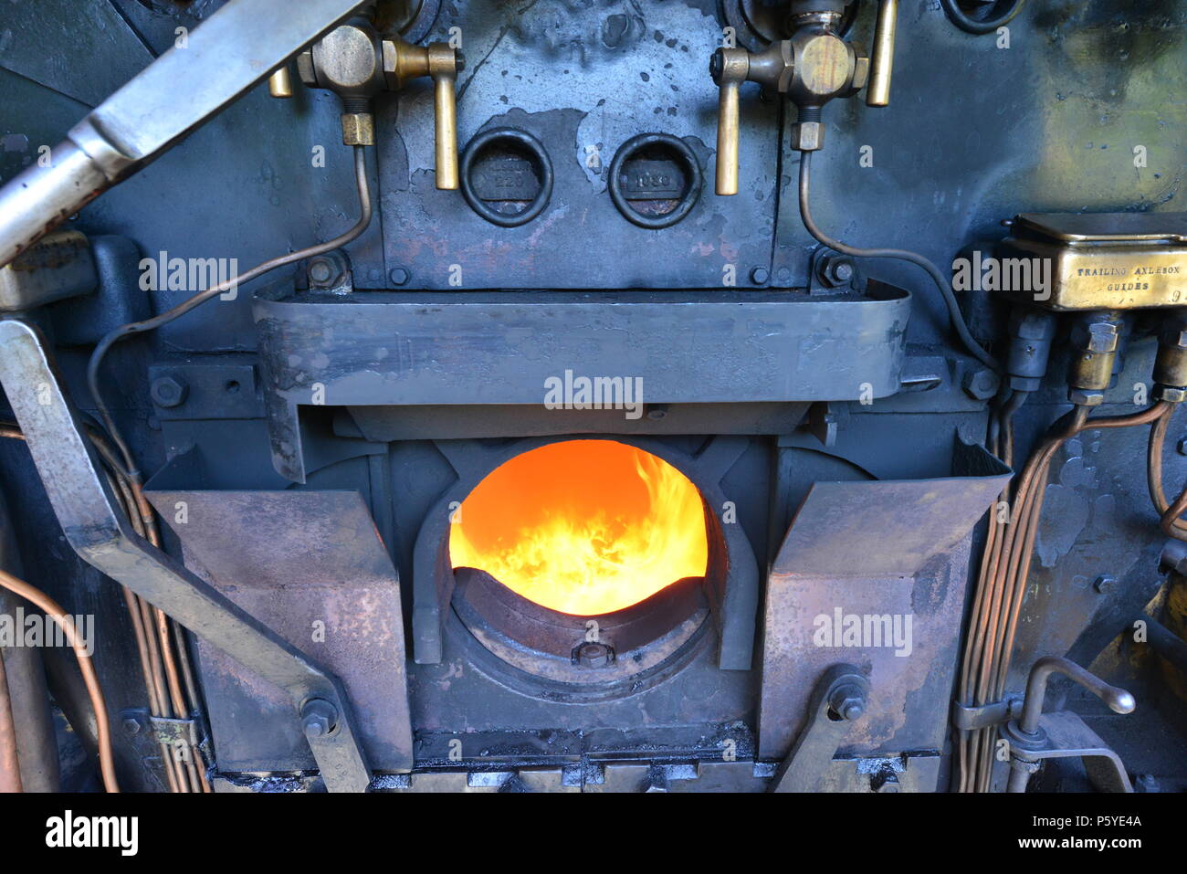 The boiler on a steam train Stock Photo Alamy