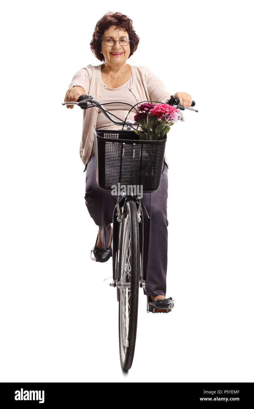 old woman riding bike