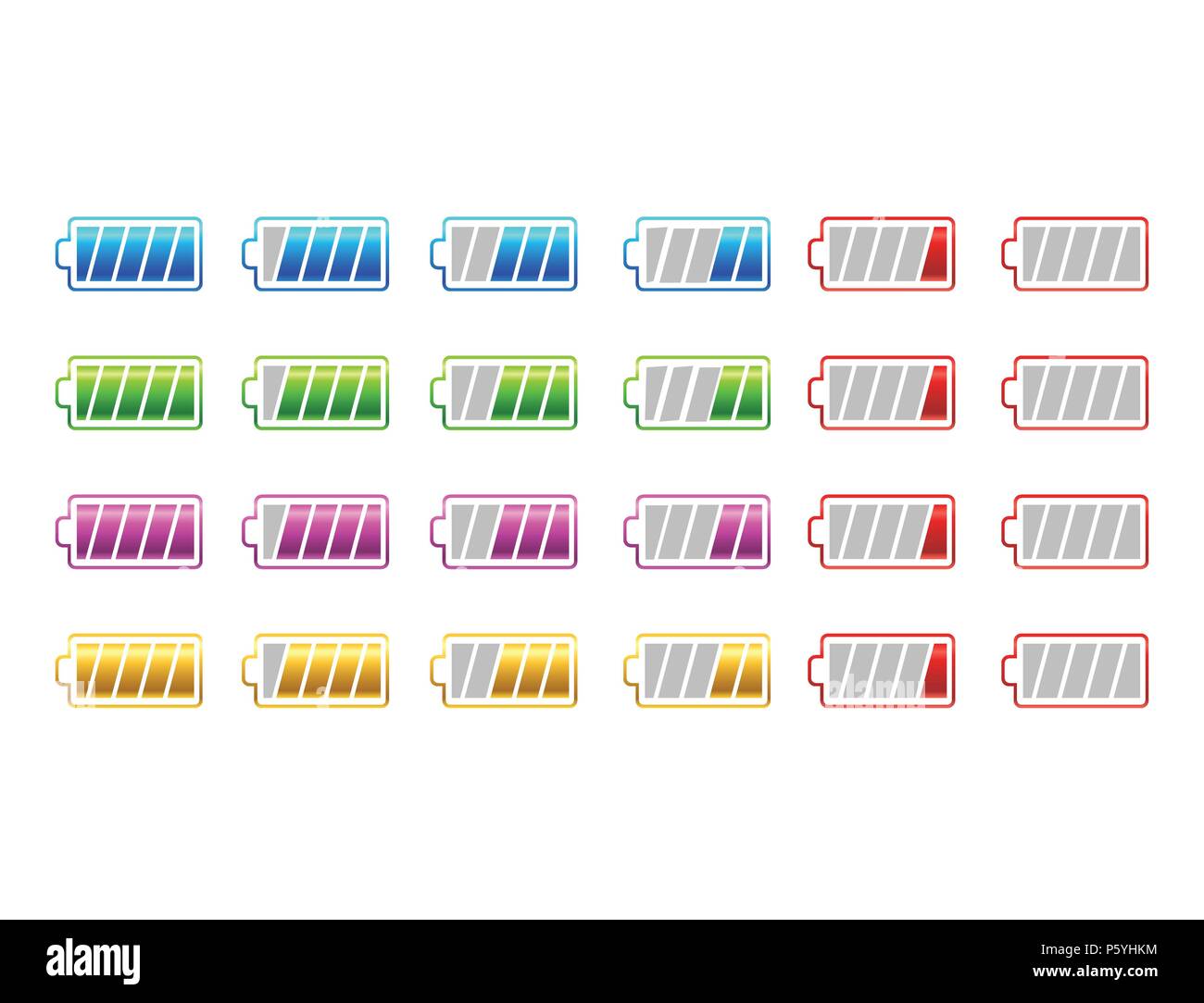 Illustration of battery level indicators Stock Vector Image & Art Alamy