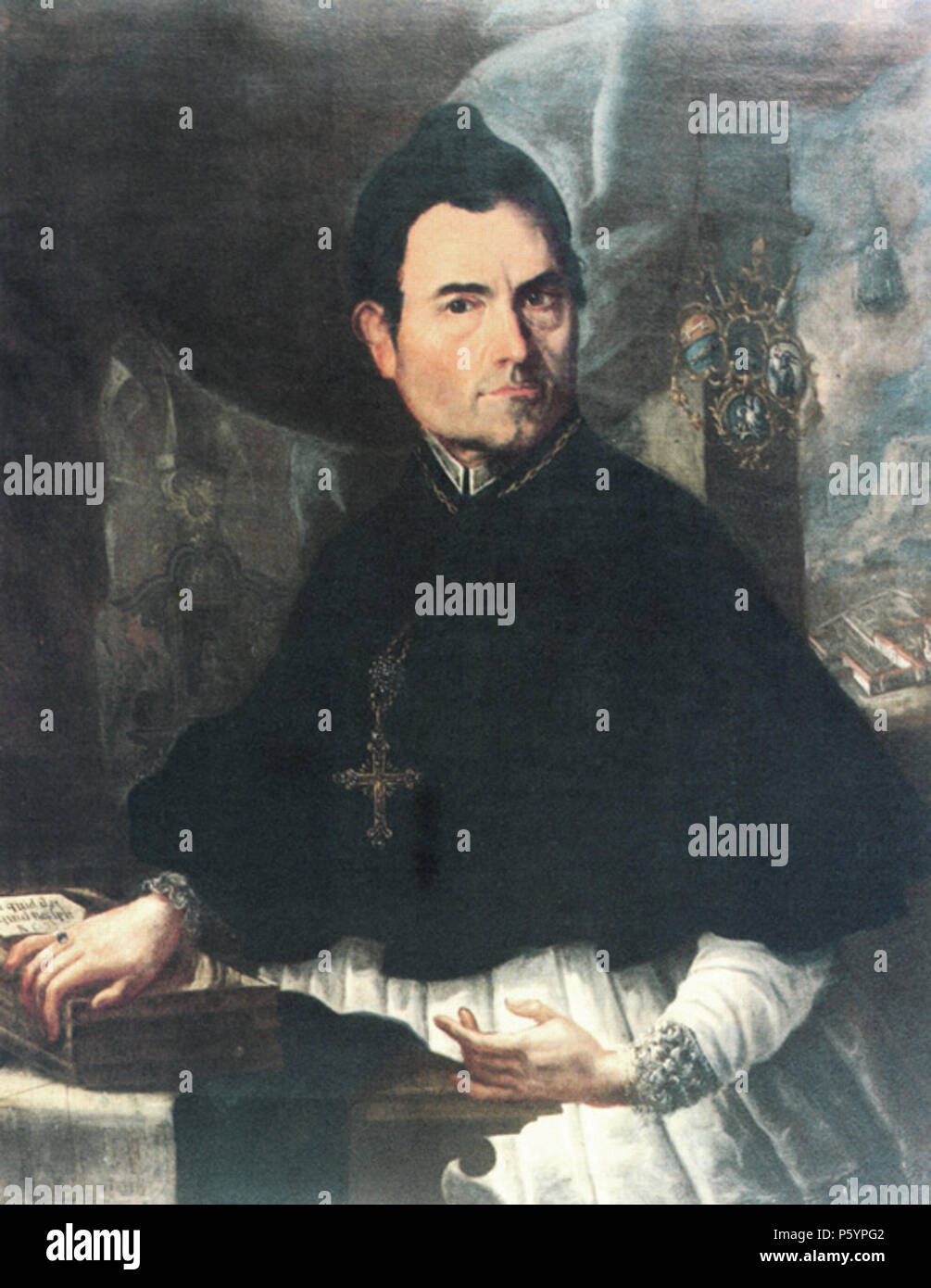 N/A. English: Portrait of Georg Strobel, abbot of the imperial abbey of Petershausen (1761-1786). The portrait, showing the abbot at age 45, now hangs in the Pfullendorf town hall. circa 1770. Unknown, painted c. 1770 55 Abt Georg Strobel (Petershausen 1761-1786) Stock Photo