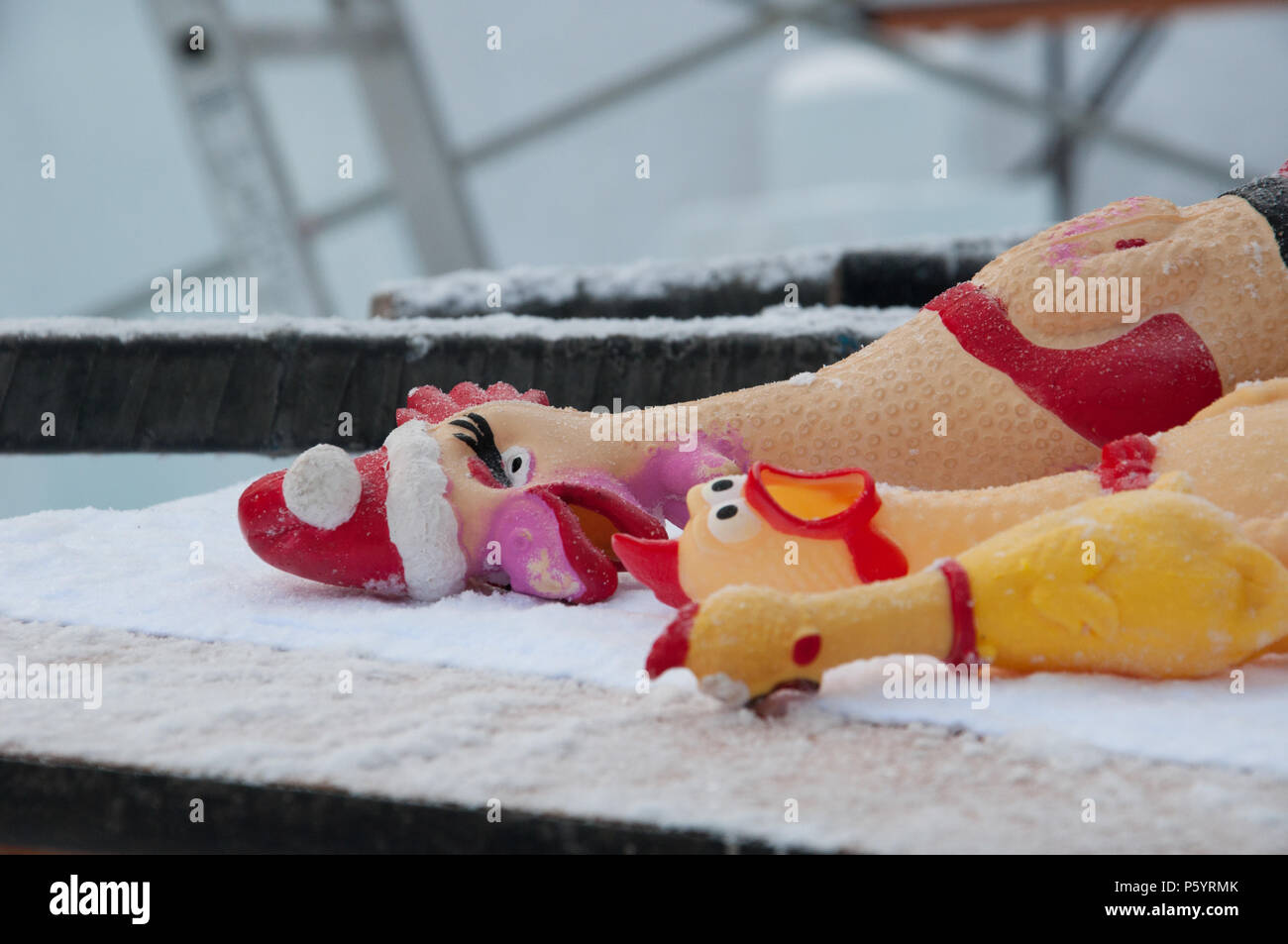 Rubber Chickens at the Ice Magic Festival, Chateau Lake Louise, Lake Louise, Banff National Park