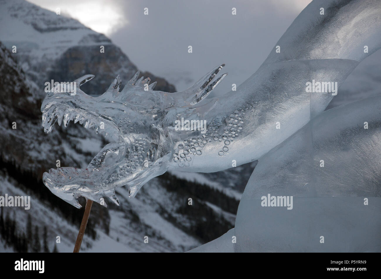 Dragon Ice Carving at the Ice Magic Festival, Chateau Lake Louise, Lake