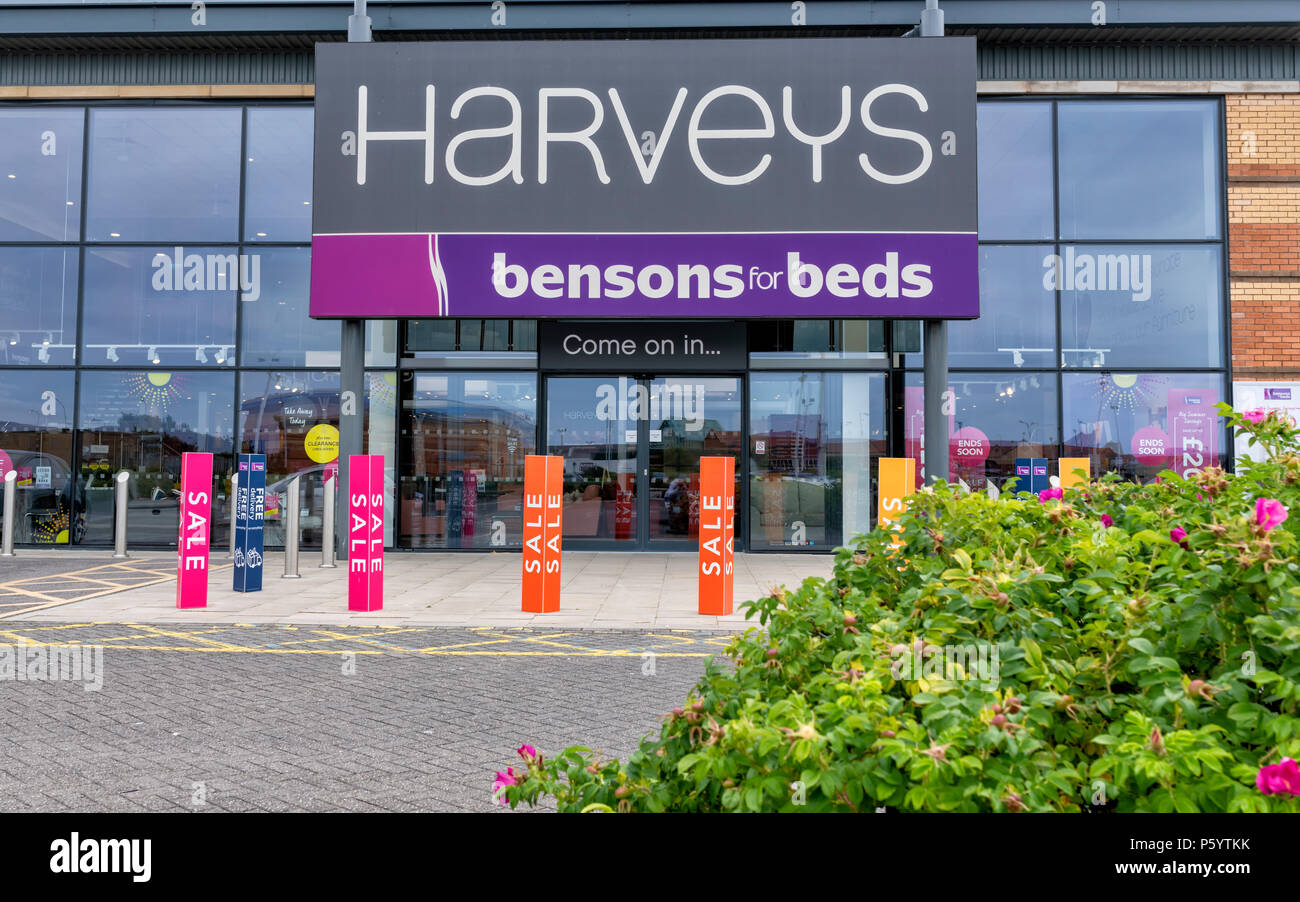 Harveys and Bensons for Beds shop signs Stock Photo