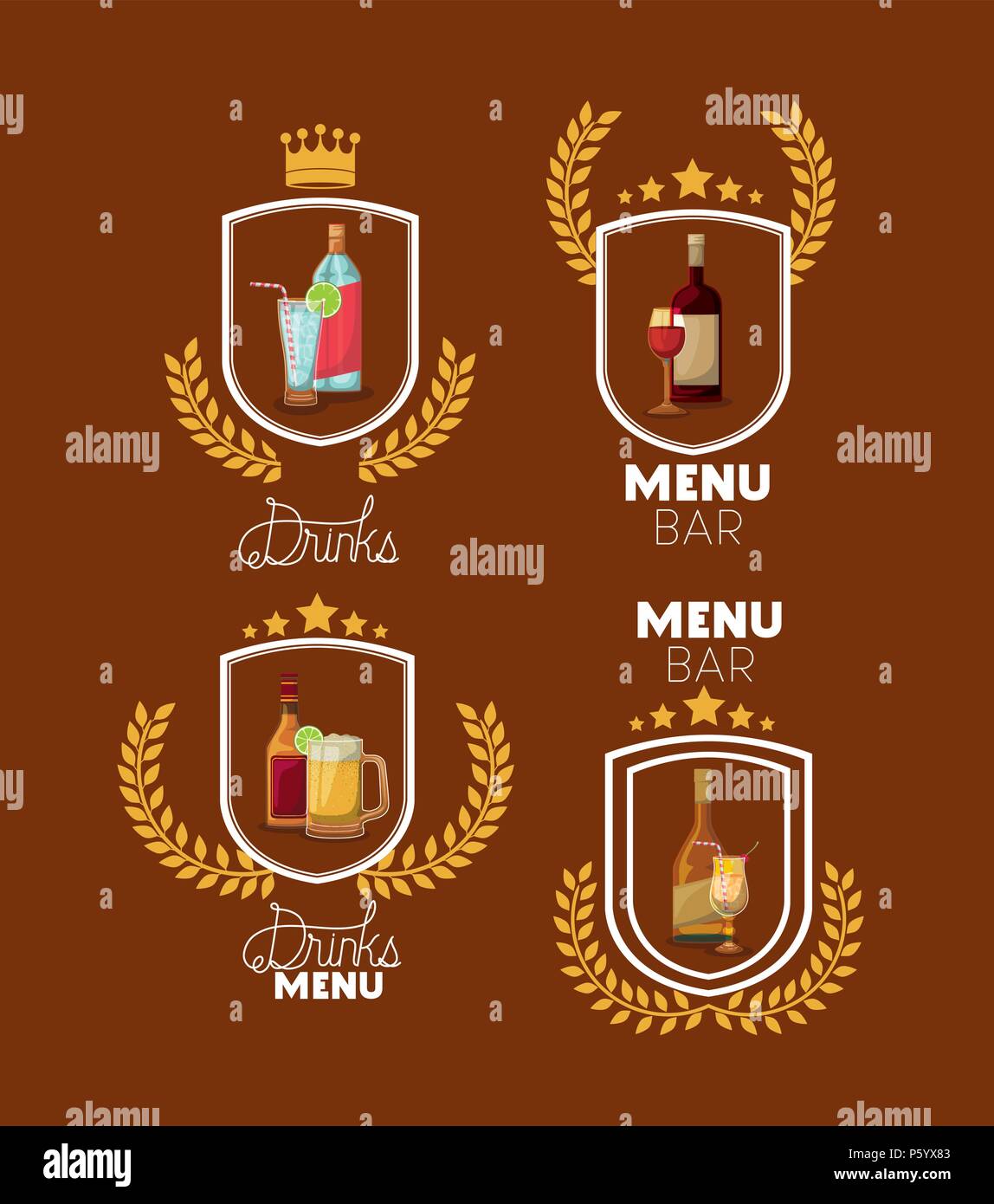 best drink bottle with cup frame Stock Vector