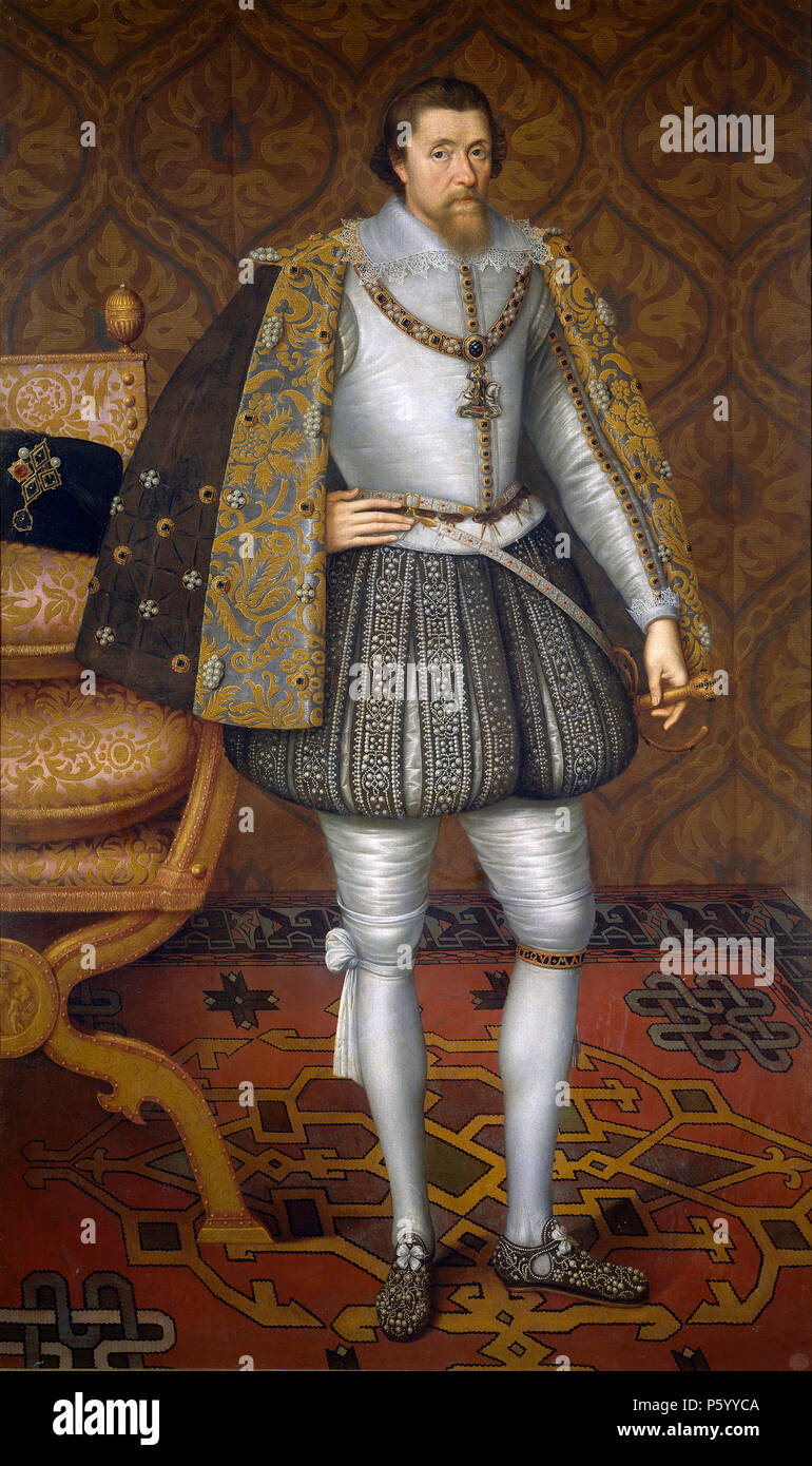 James VI of Scotland (1567–1625), James I of England (1603–1625). Portrait by John de Critz, 1605 Stock Photo