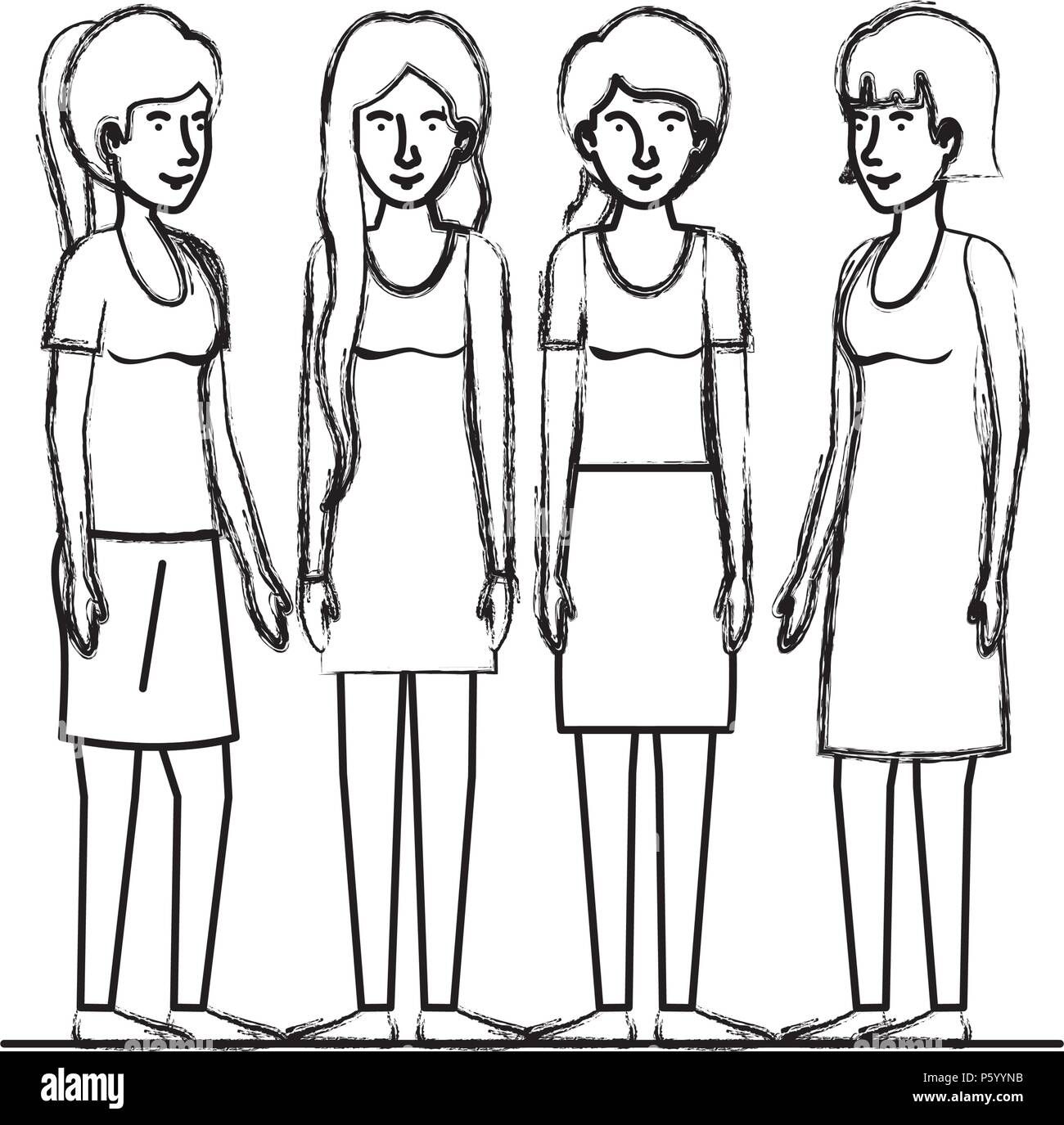 Group Of Women Friends Characters Stock Vector Image Art Alamy