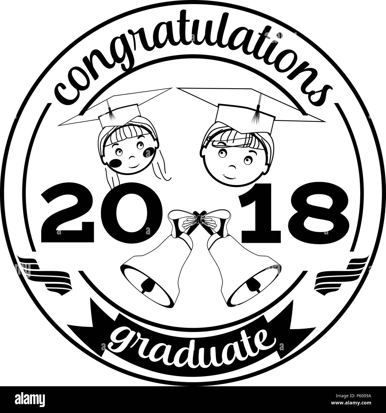 Graduation 2018 badge vector flat template Stock Vector