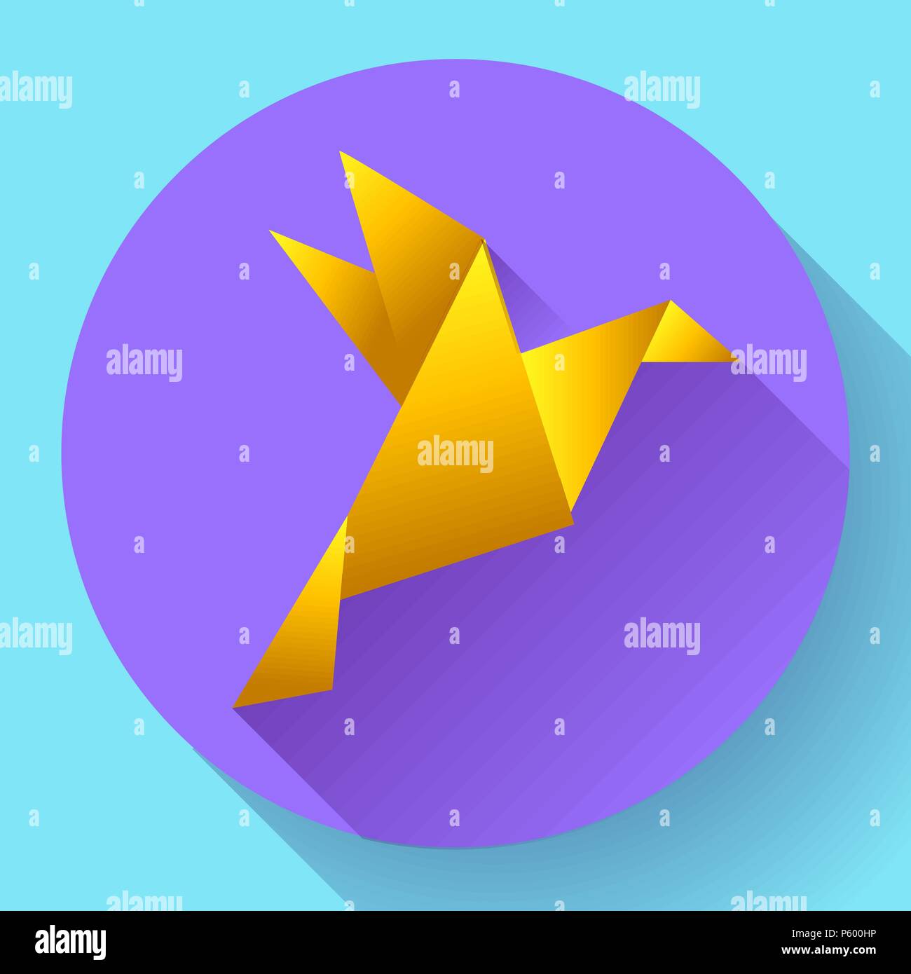 Orange origami bird art icon Stock Vector