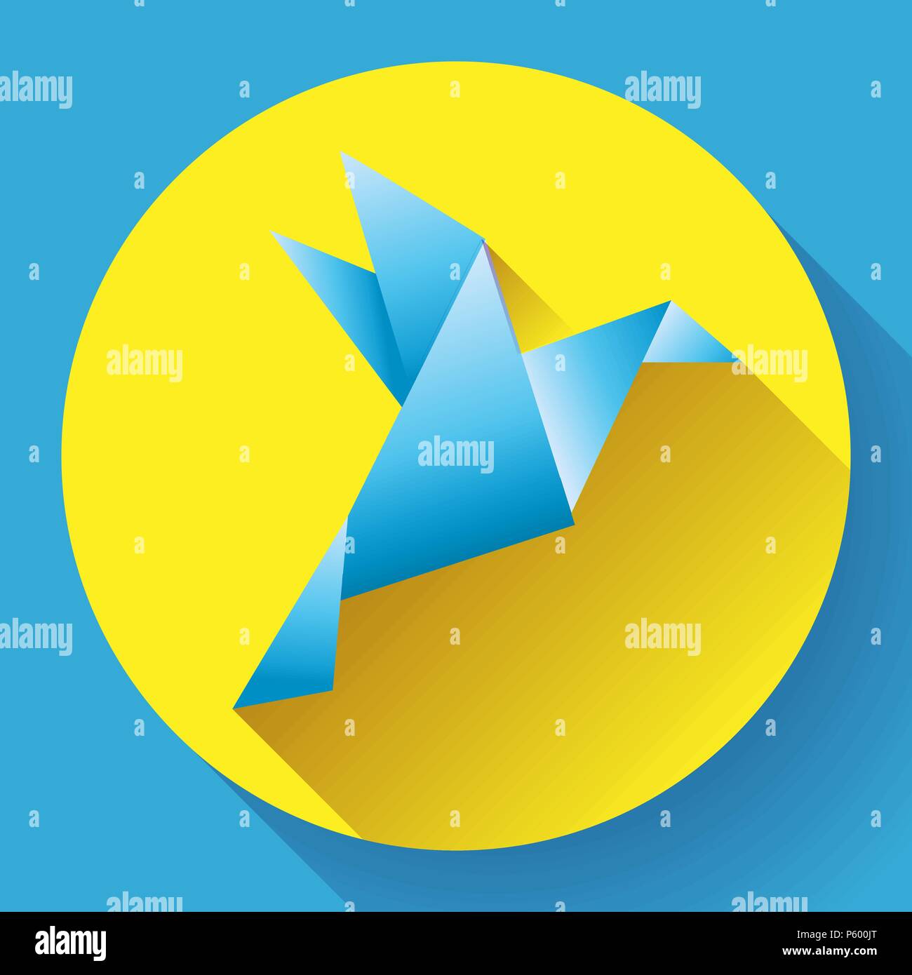 Blue origami bird art icon Stock Vector