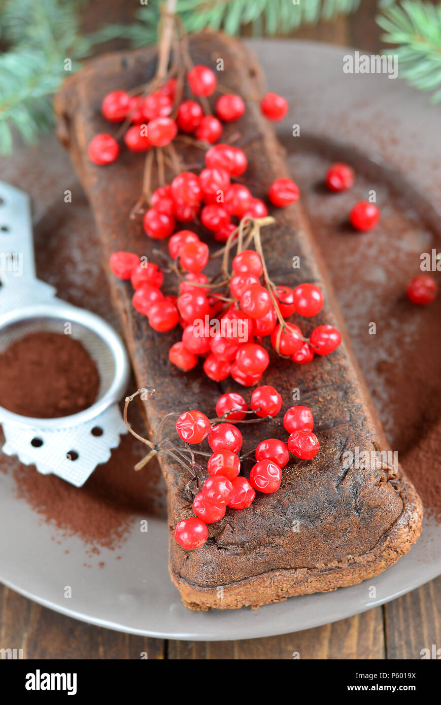 Chocolate gluten free pie decorated with berries Stock Photo Alamy