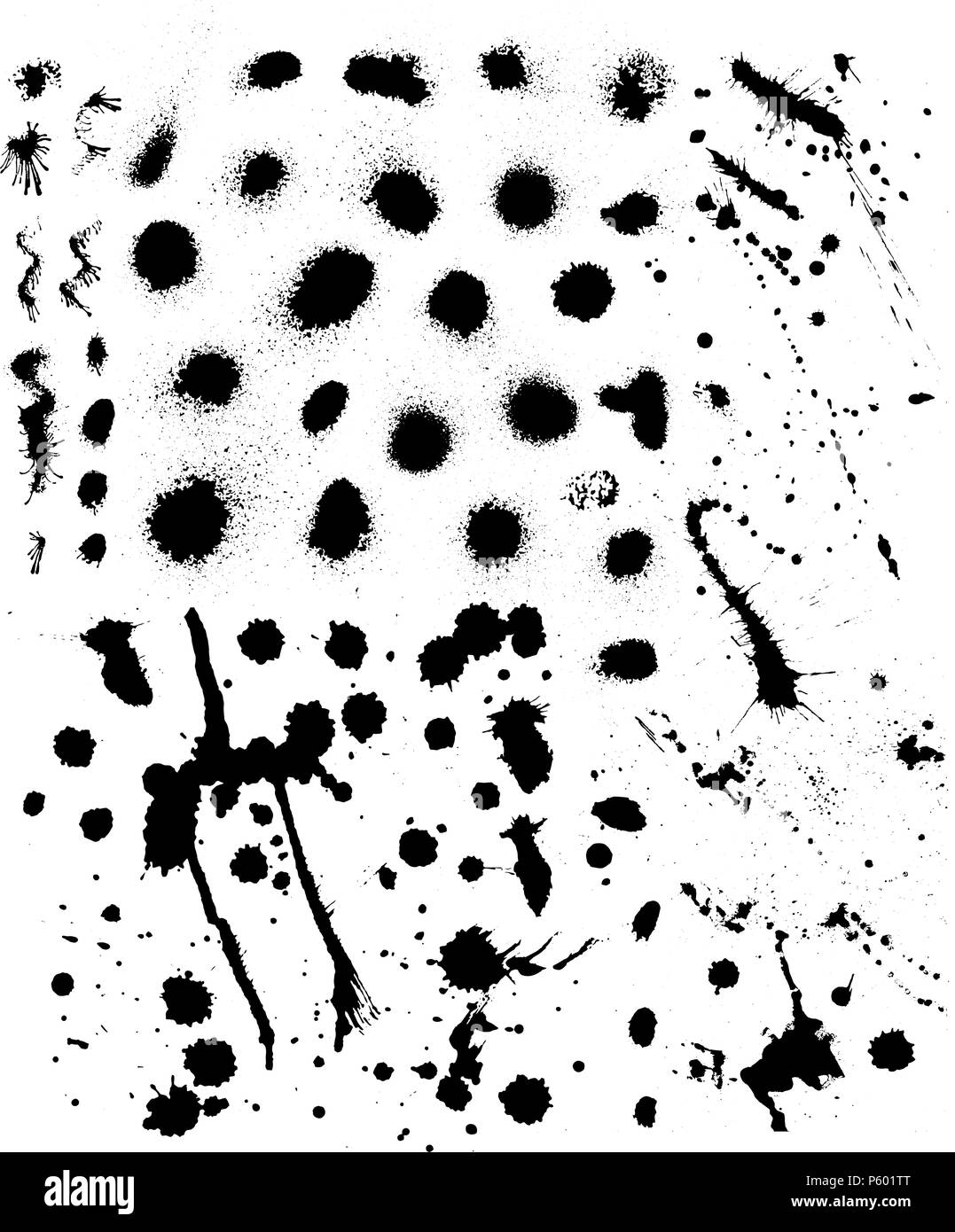 Set of black color paint splashes isolated on white background. Art ...