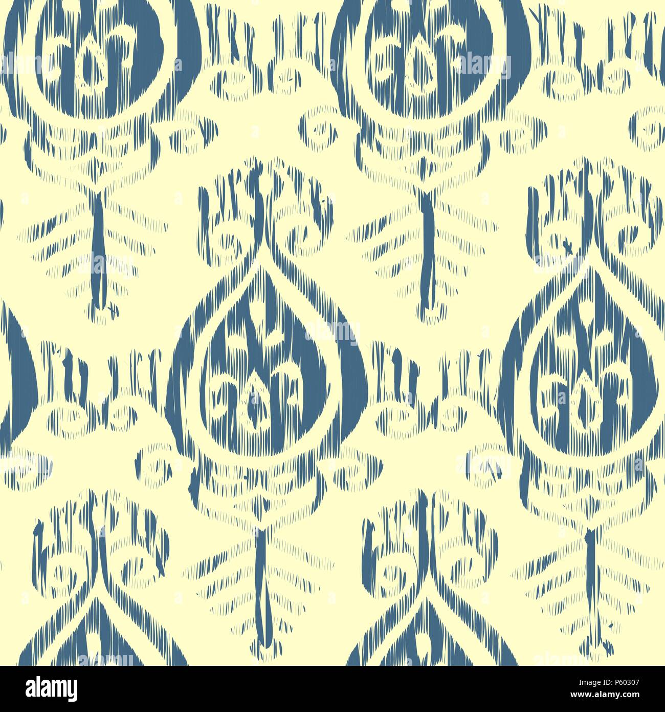 Vector seamless ikat pattern blue and cream Stock Vector Image & Art ...