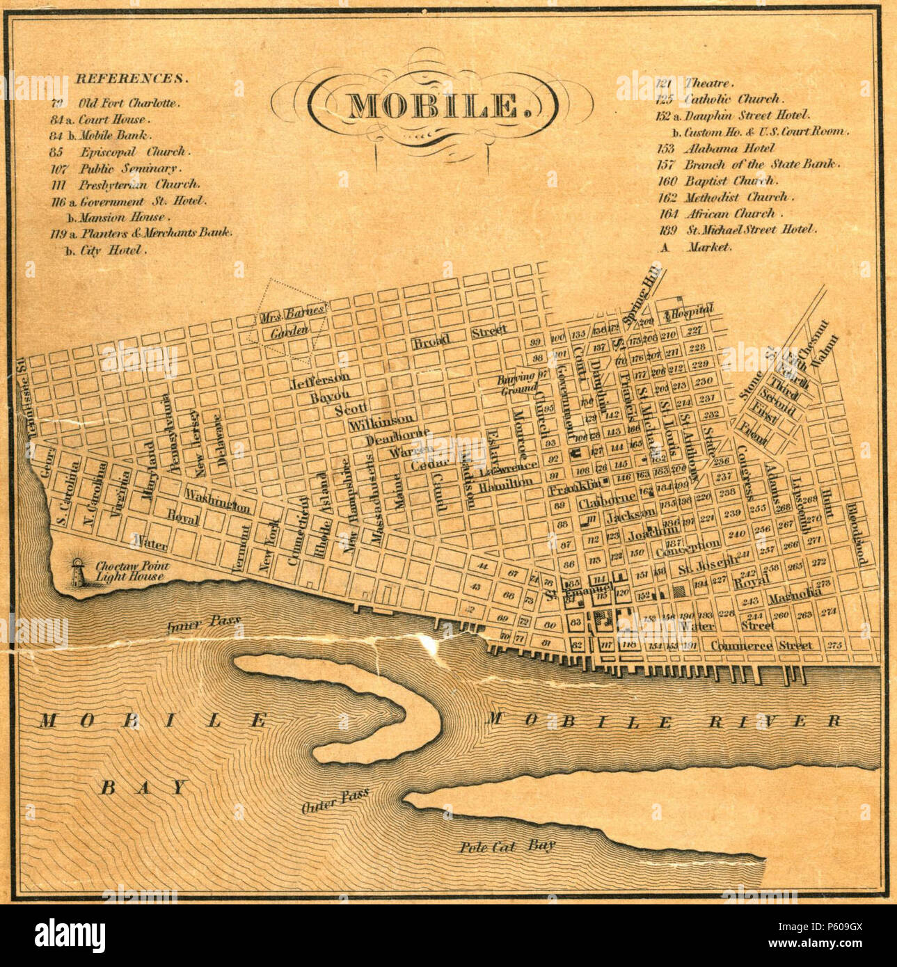 Map Of Mobile Alabama Area Map Of Mobile Alabama High Resolution Stock Photography And Images - Alamy